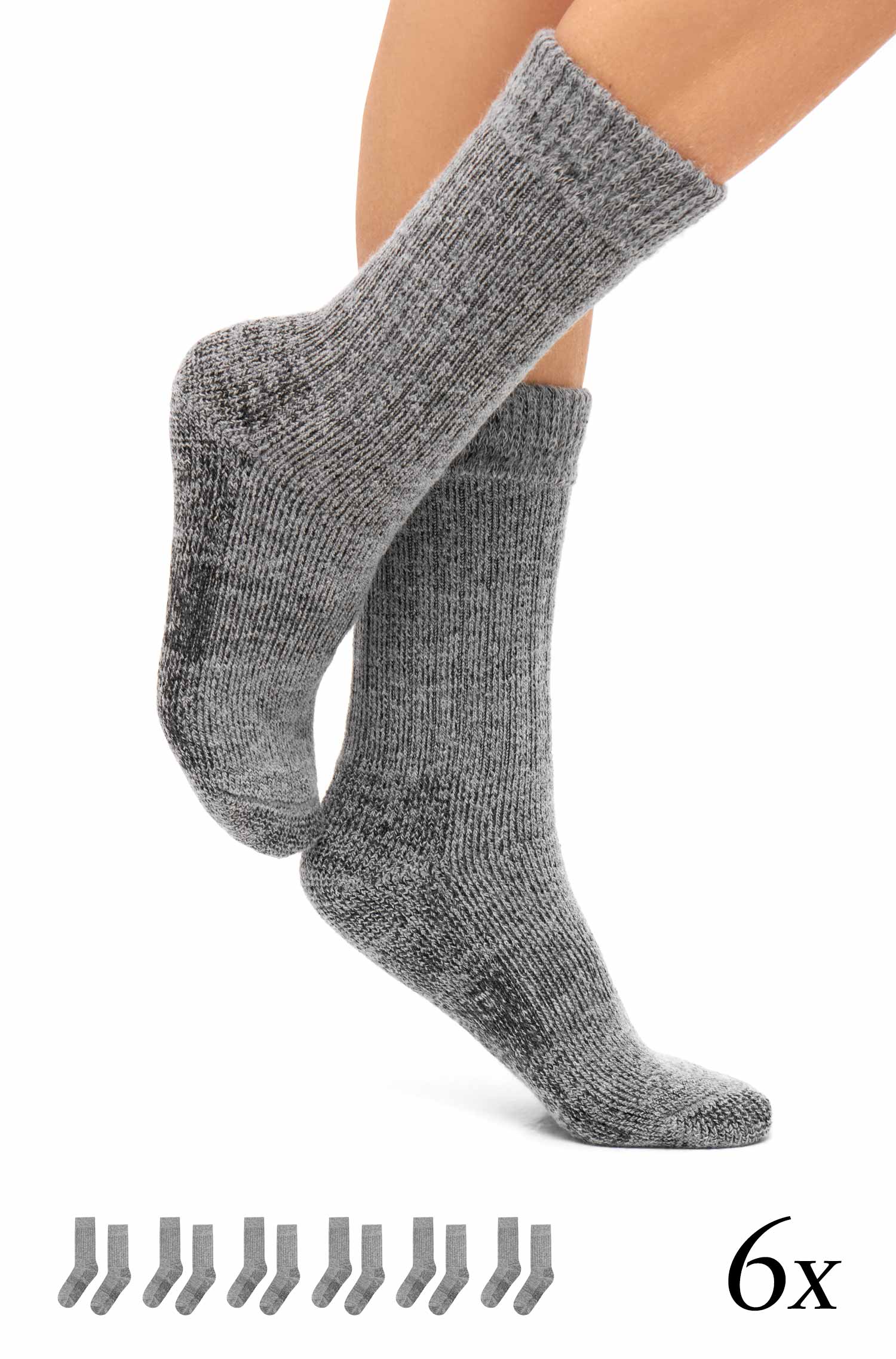 Alpaka Socken KUSCHEL | 6er-Pack-grau meliert