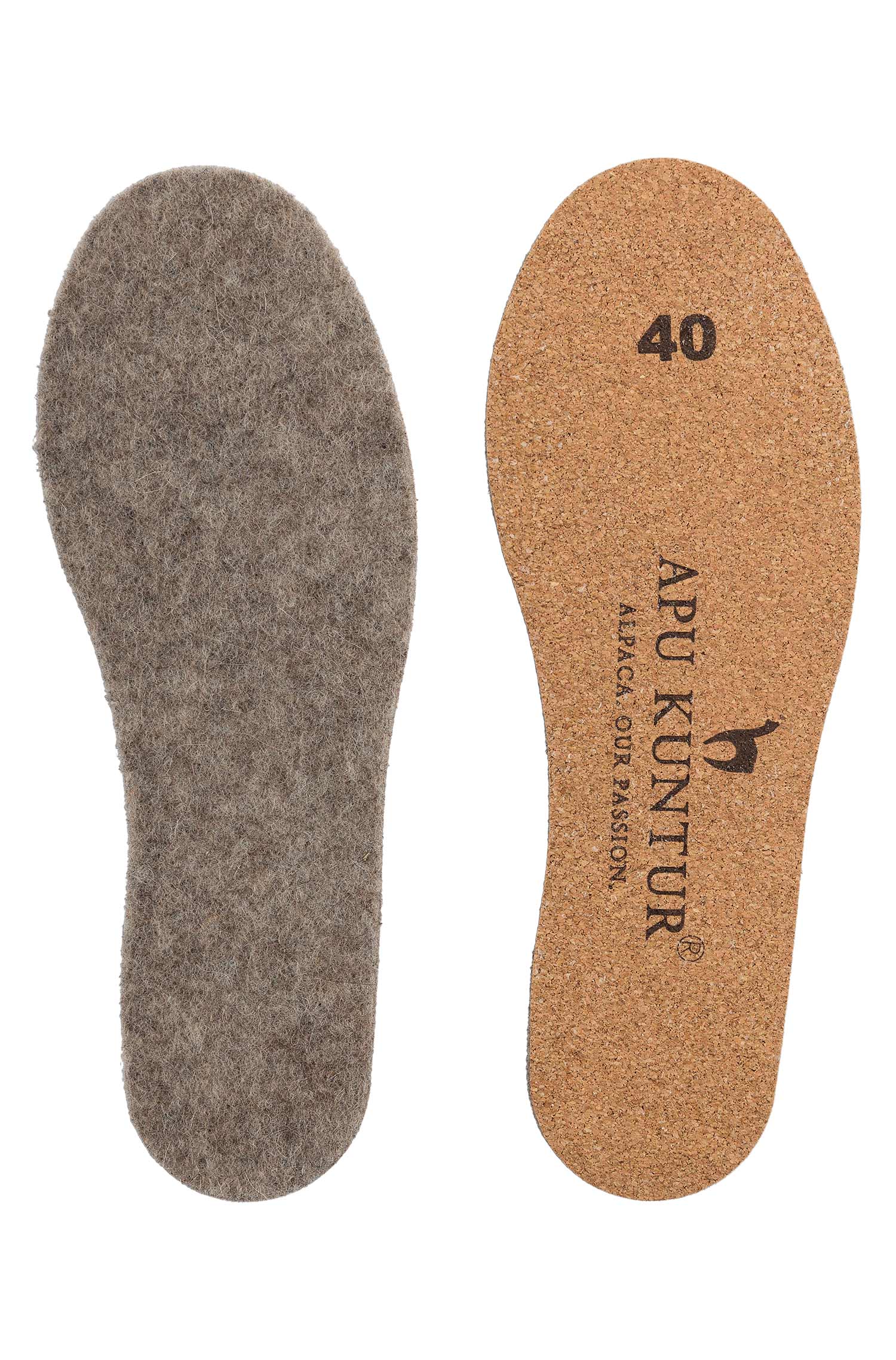 Alpaka Sohlen THERMO mit Kork-Unterseite-braun