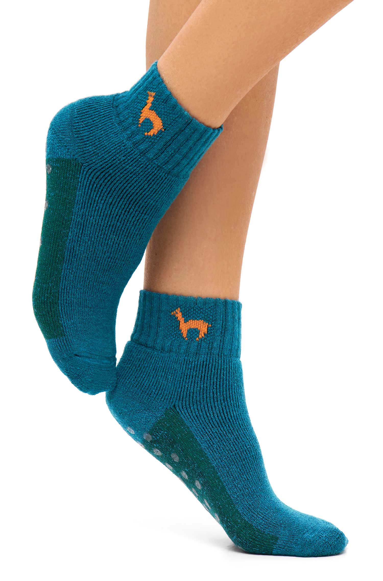 Alpaka Socken ABS kurz-petrol