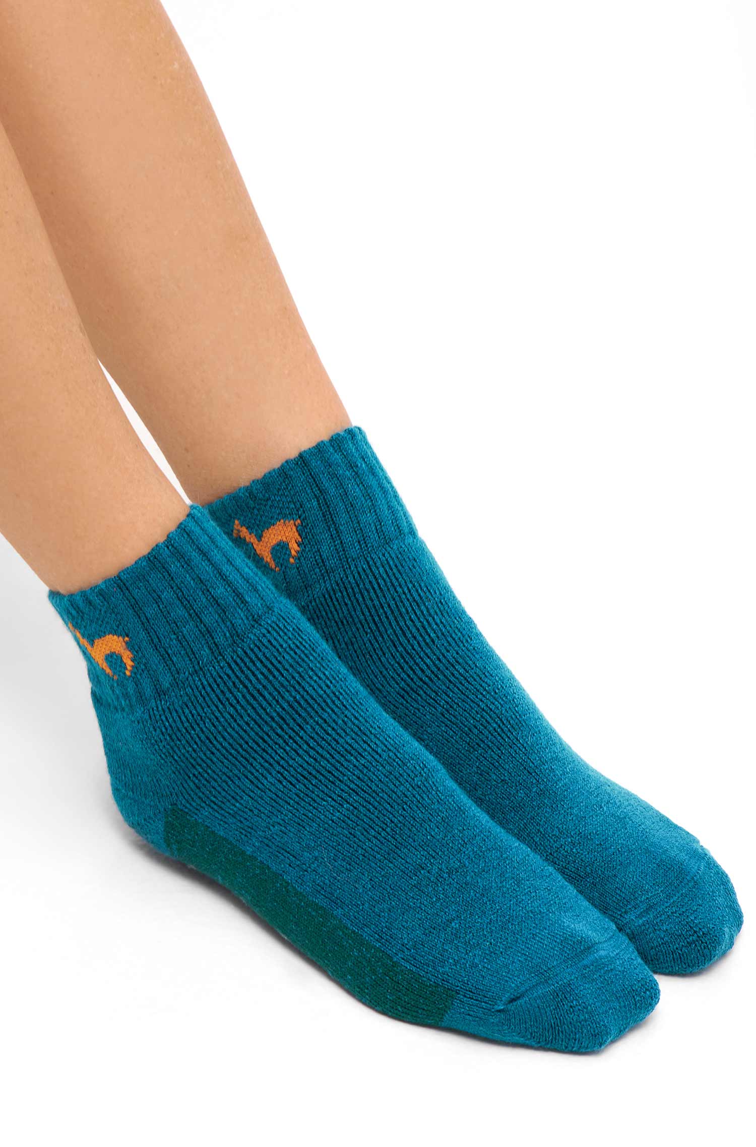 Alpaka Socken ABS kurz-petrol