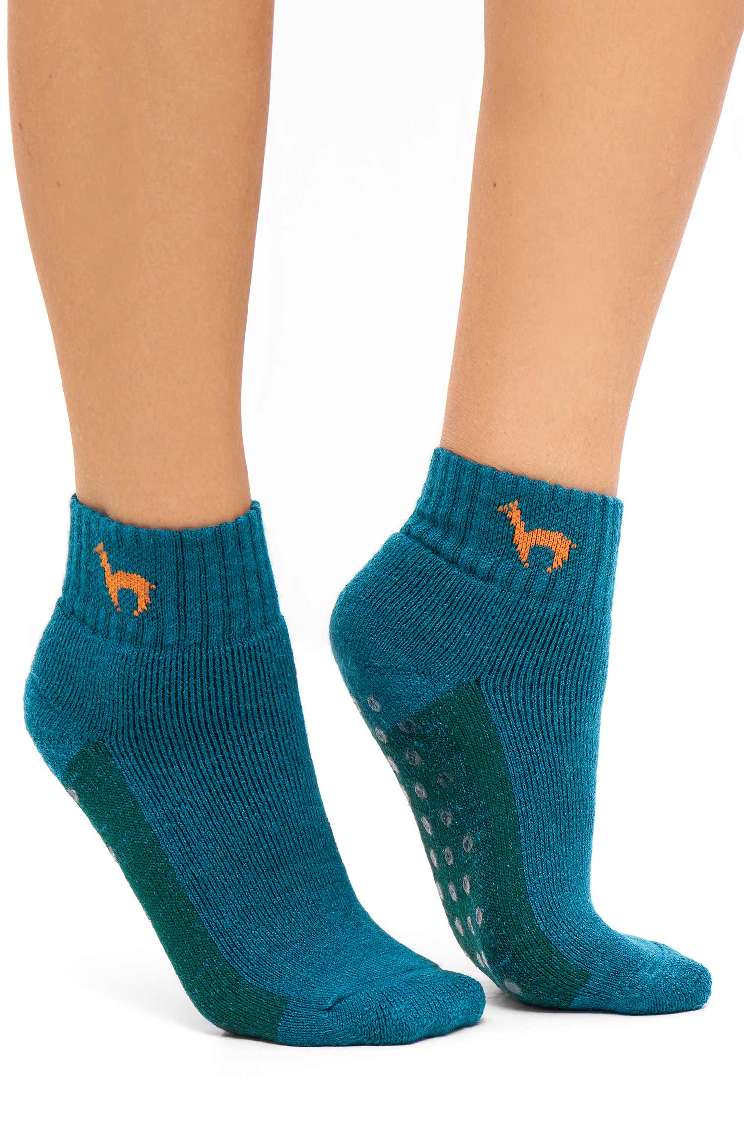 Alpaka Socken ABS kurz-petrol