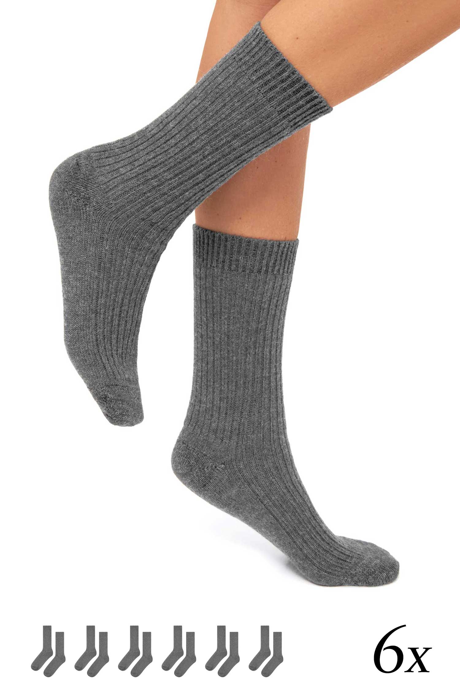 Alpaka Socken SOFT | 6er-Pack-grau