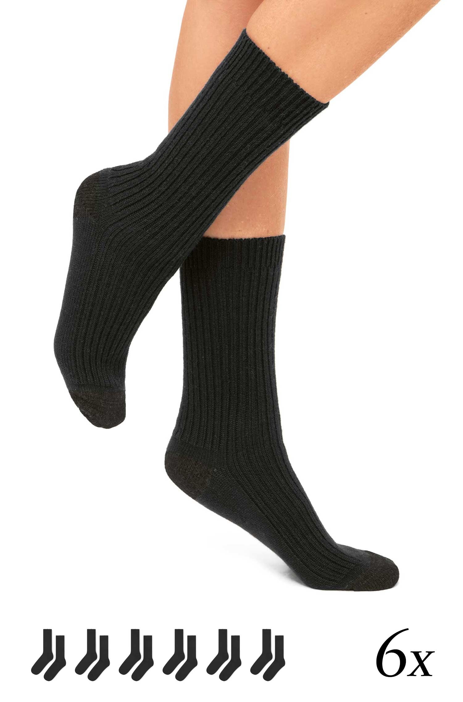 Alpaka Socken SOFT | 6er-Pack-schwarz