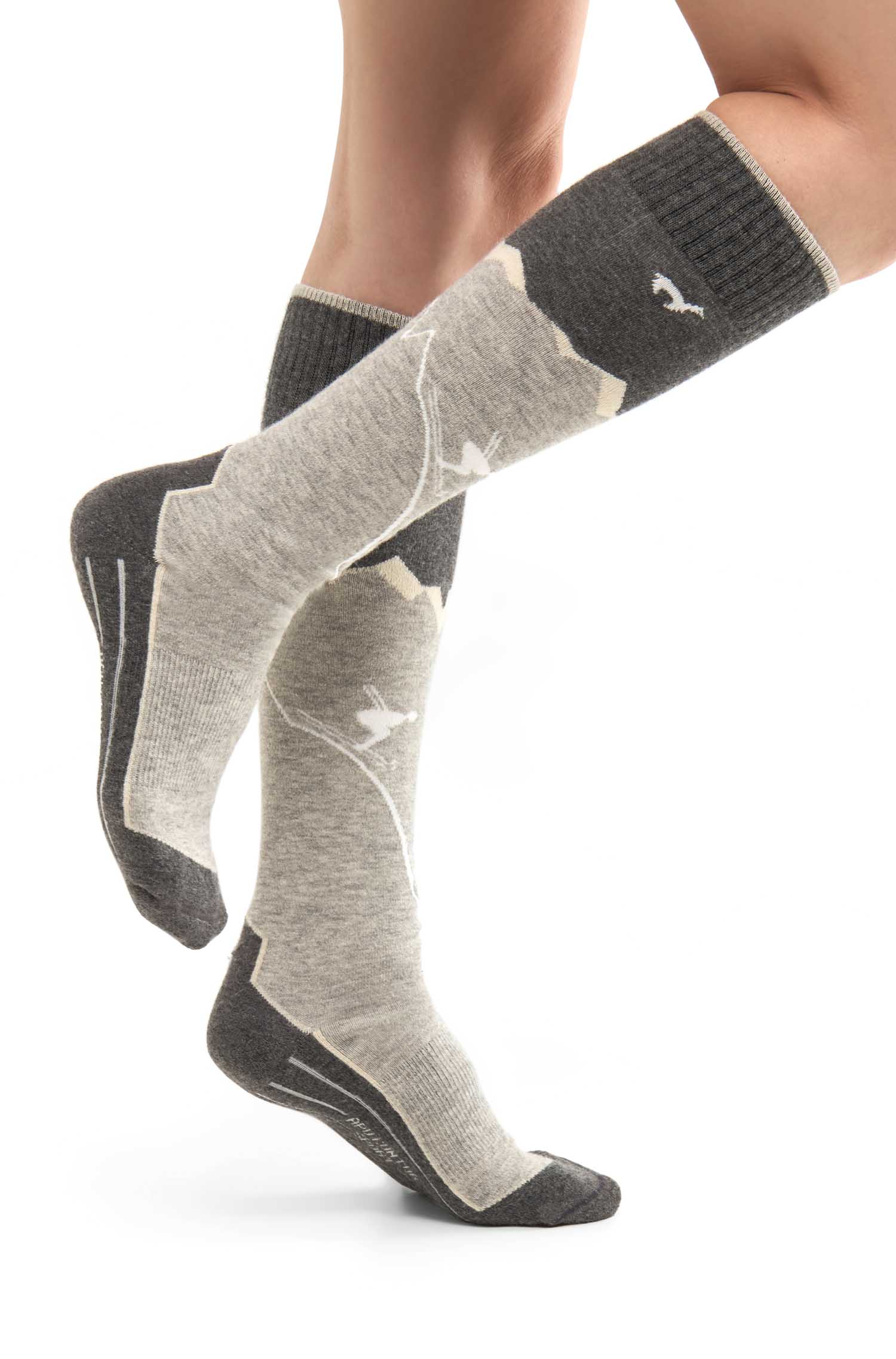 Alpaka Socken SKI & SPORT-grau/silber