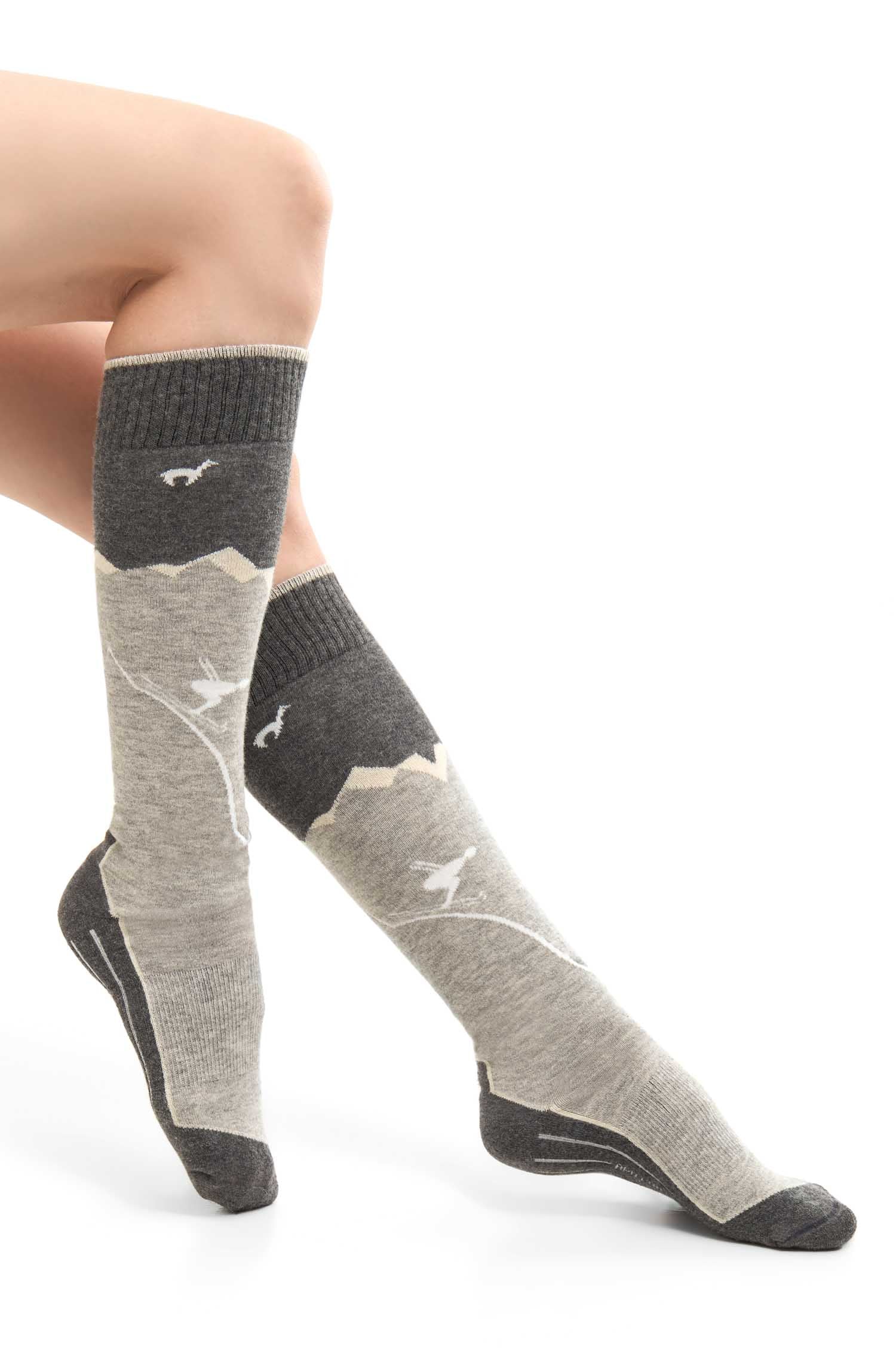 Alpaka Socken SKI & SPORT-grau/silber