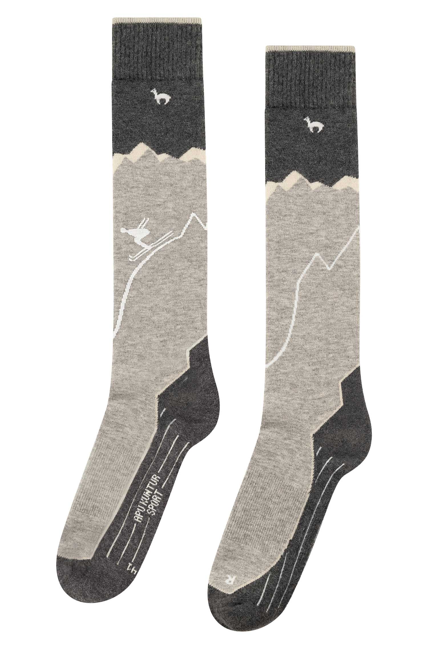Alpaka Socken SKI & SPORT | 6er-Pack-grau/silber