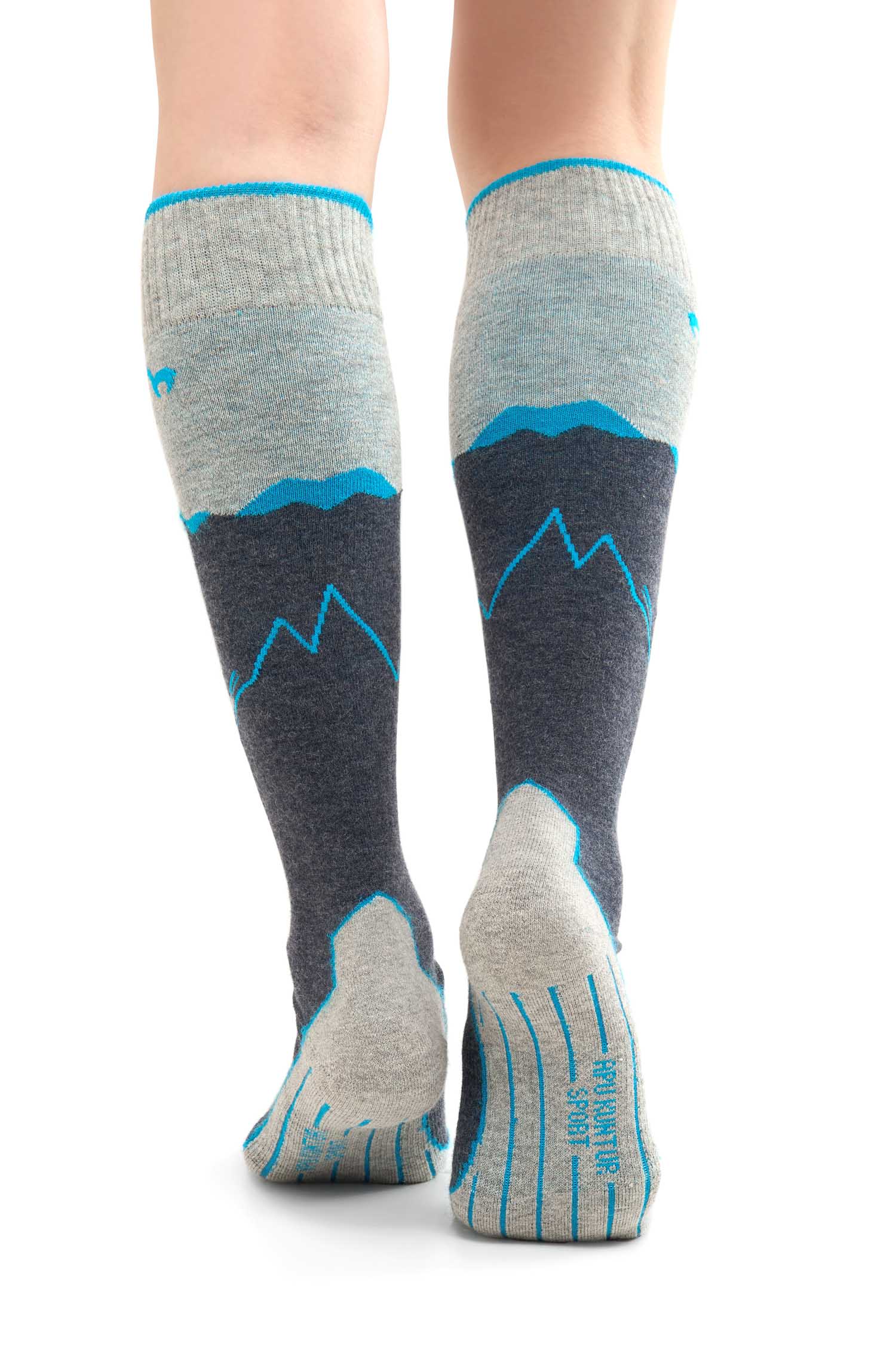 Alpaka Socken SKI & SPORT | 6er-Pack-navy/türkis
