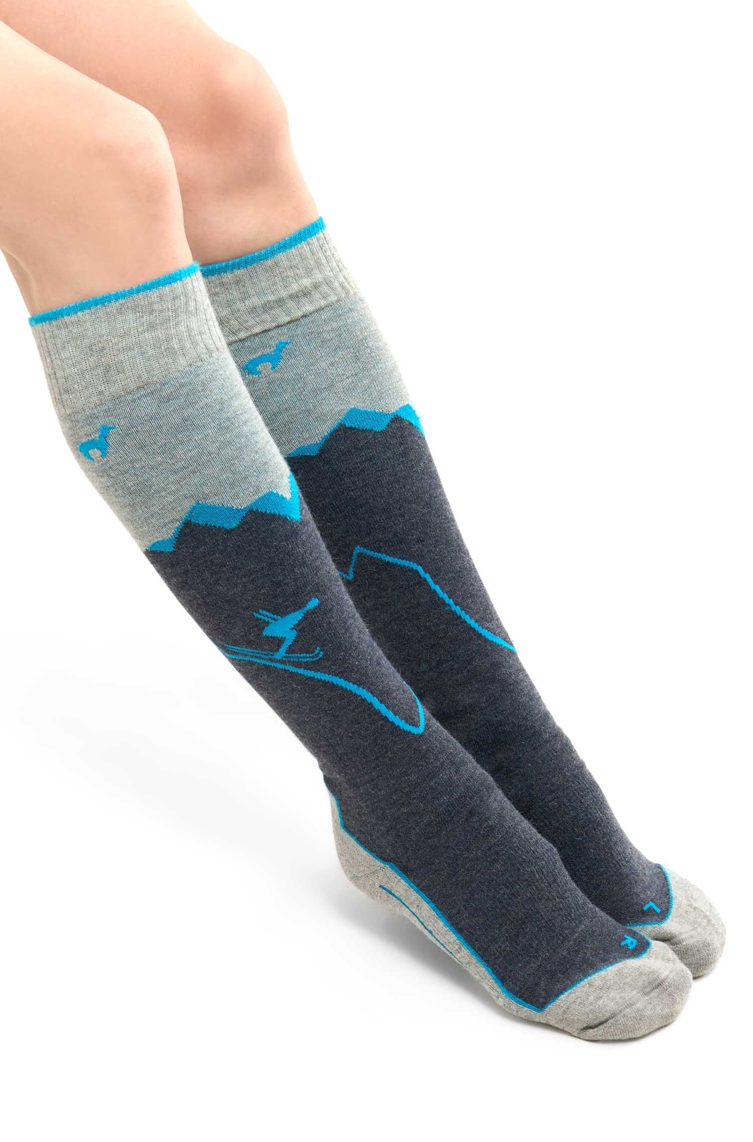 Alpaka Socken SKI & SPORT | 6er-Pack-navy/türkis