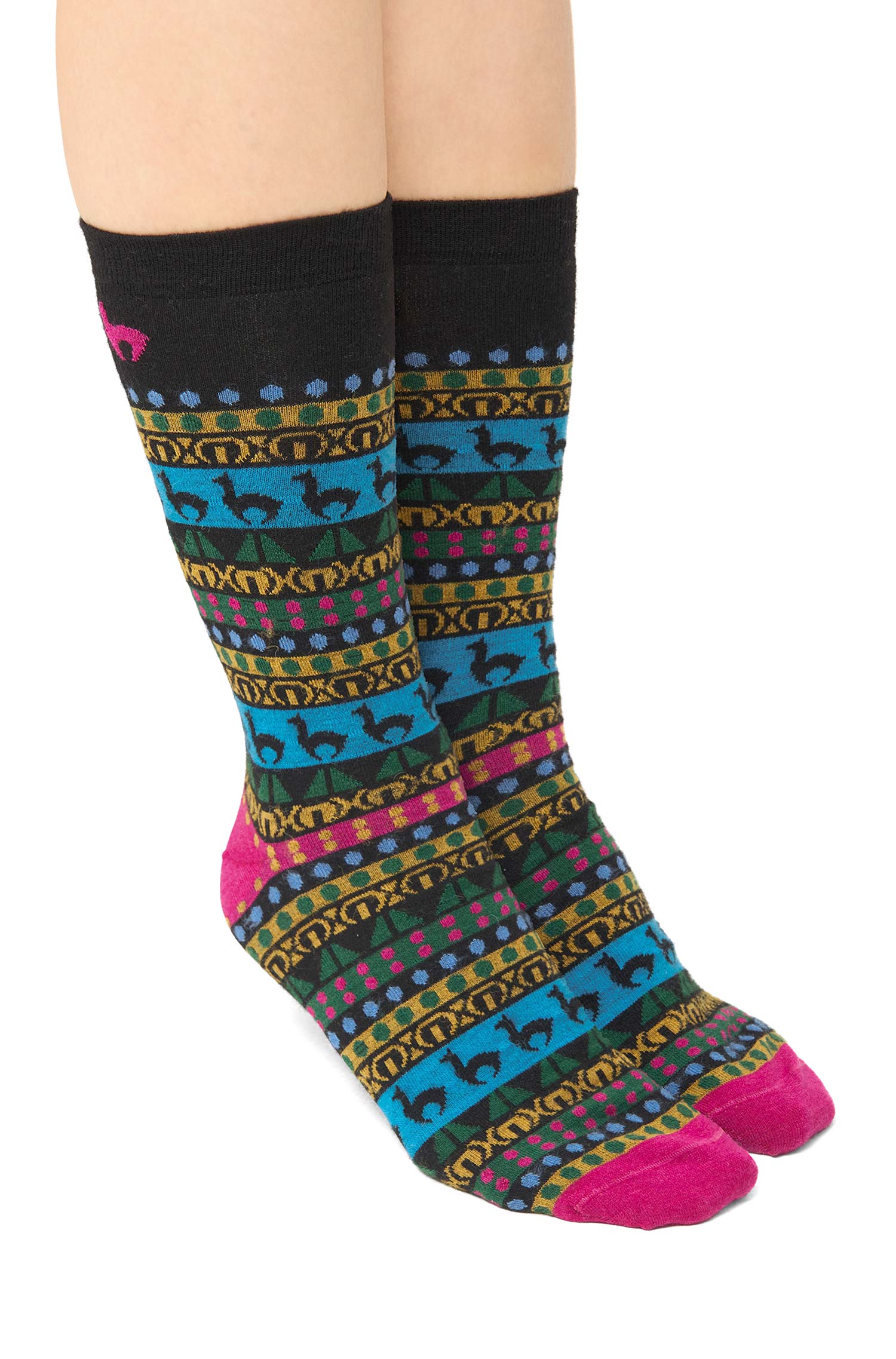 Alpaka Socken CUSCO-schwarz/fuchsia