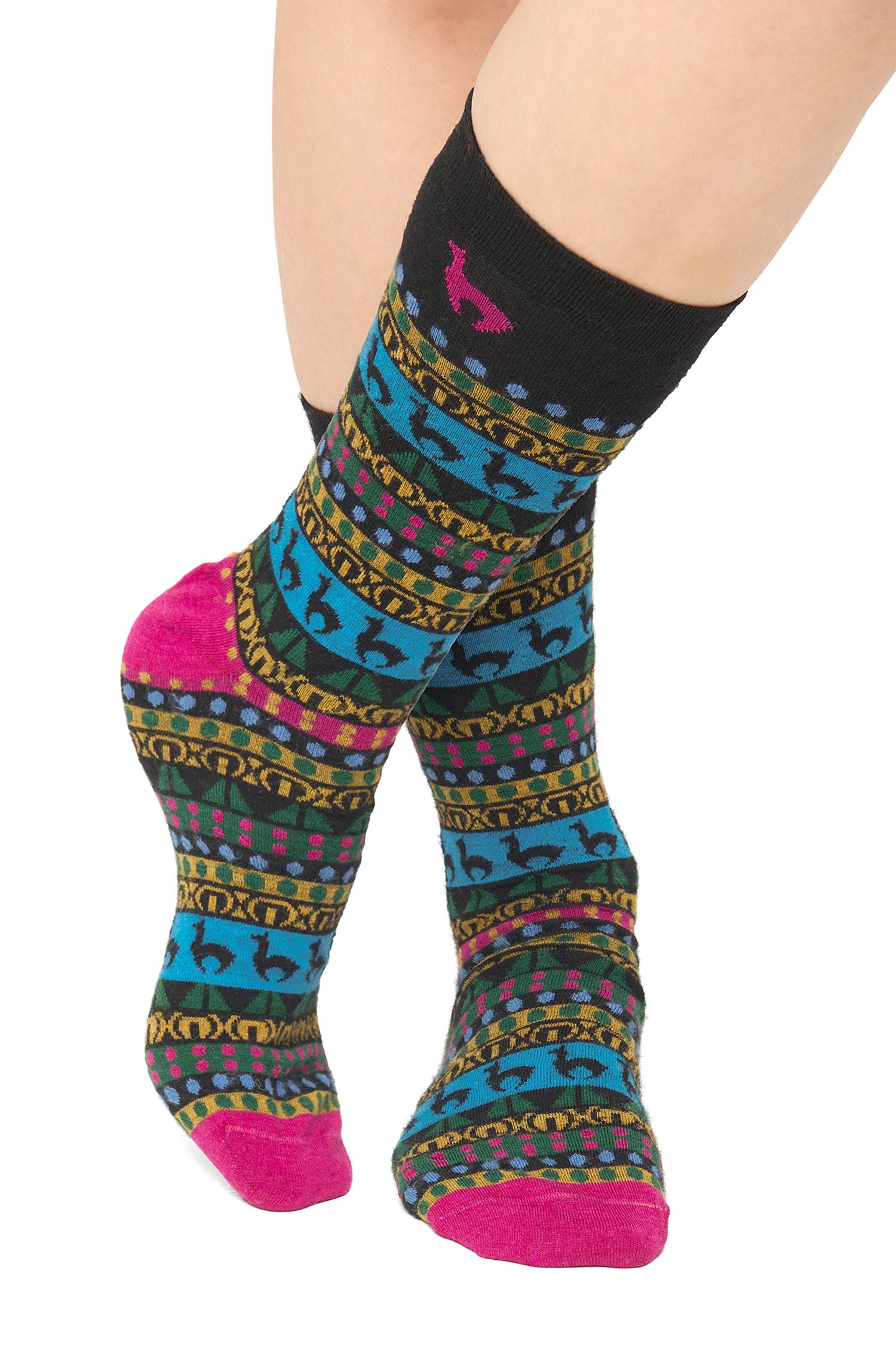 Alpaka Socken CUSCO | 6er-Pack-schwarz/fuchsia