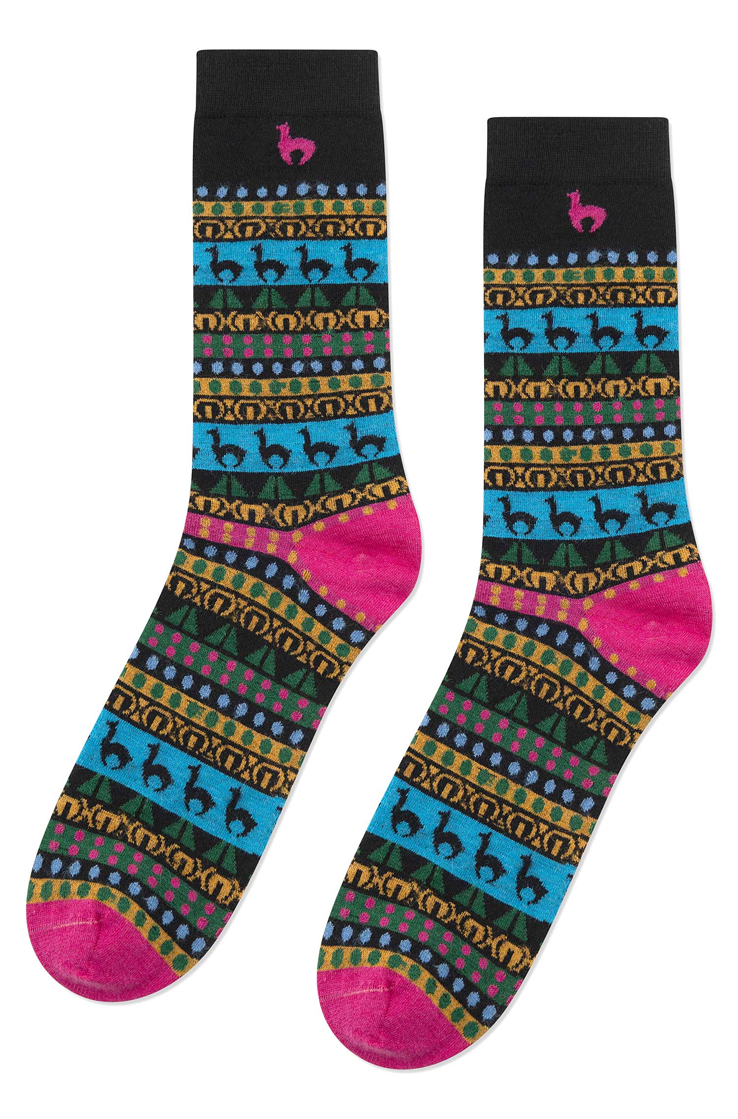 Alpaka Socken CUSCO | 6er-Pack-schwarz/fuchsia
