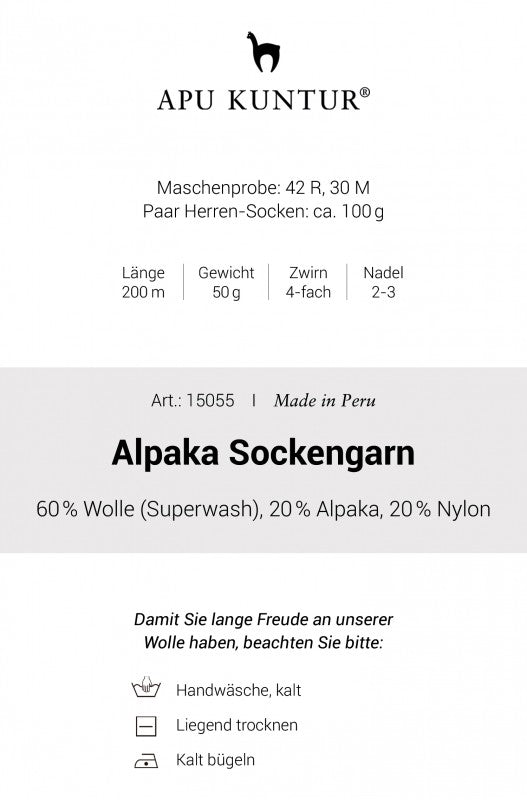 Alpaka Sockengarn MULTICOLOR | 1kg Kone-grau meliert