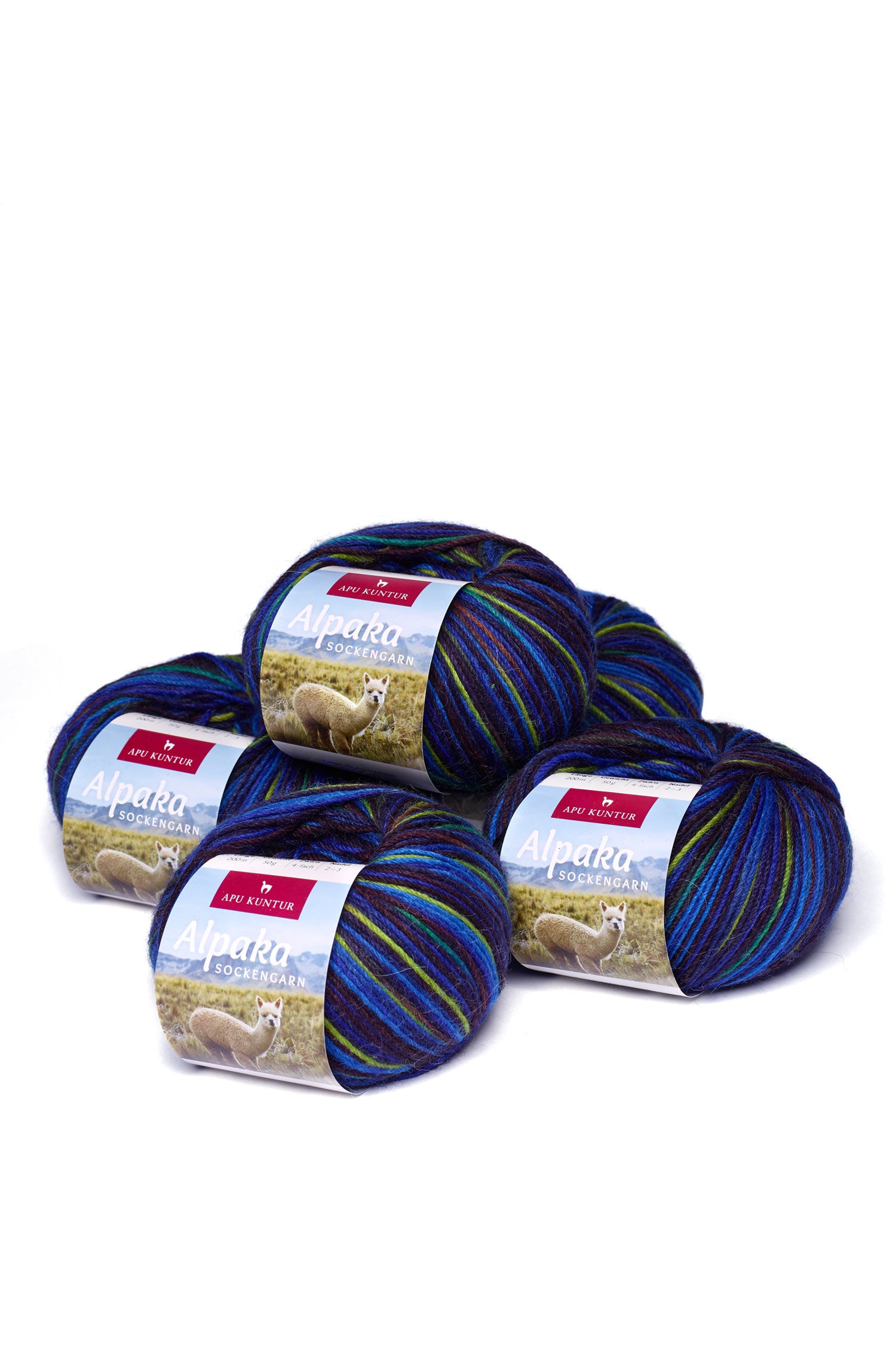 Alpaka Sockengarn MULTICOLOR | 5×50g-blau/grün