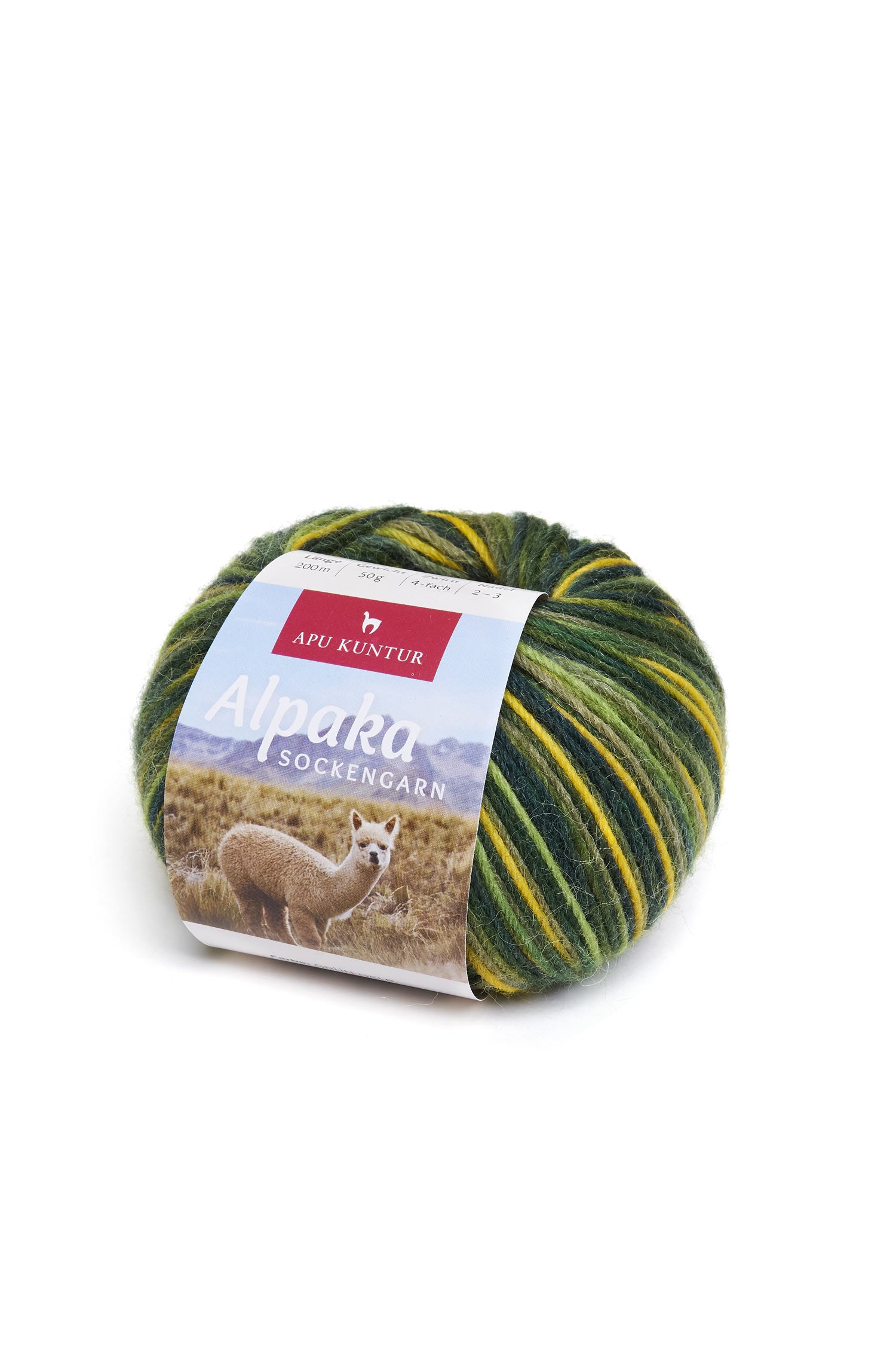 Alpaka Sockengarn MULTICOLOR | 5×50g-grün/gelb