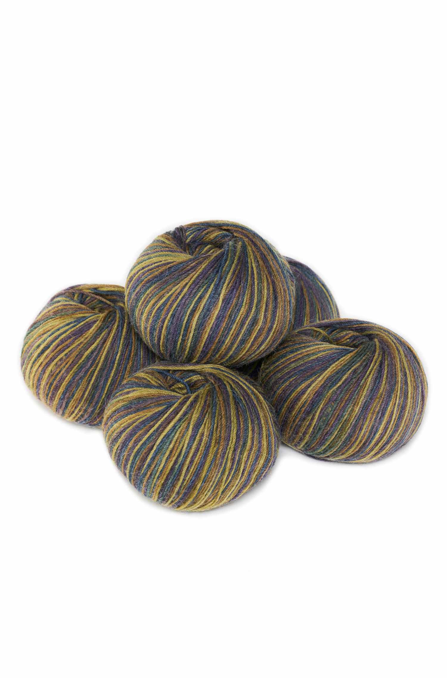 Alpaka Sockengarn MULTICOLOR | 5×50g-khaki/blau