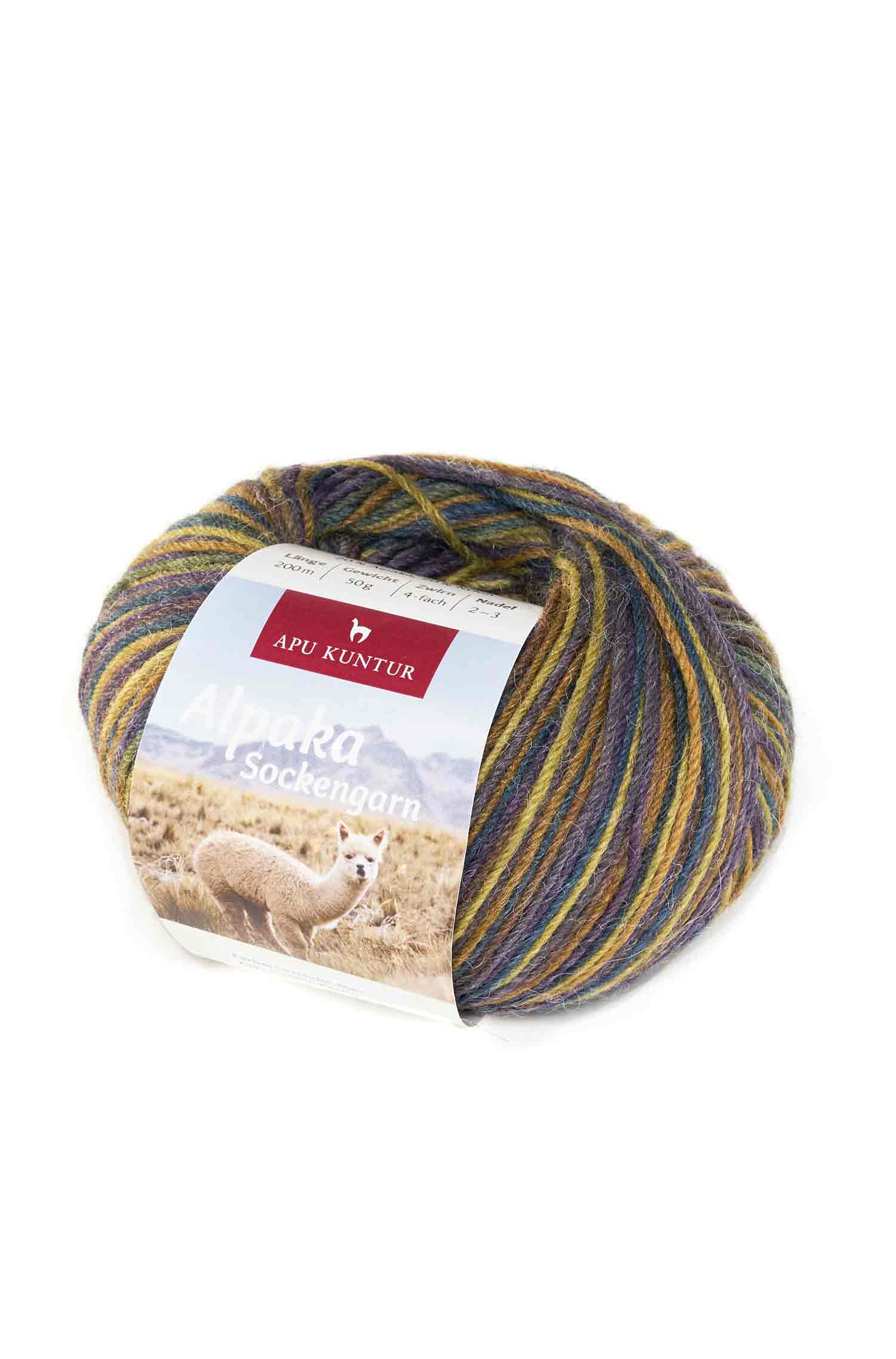 Alpaka Sockengarn MULTICOLOR | 5×50g-khaki/blau