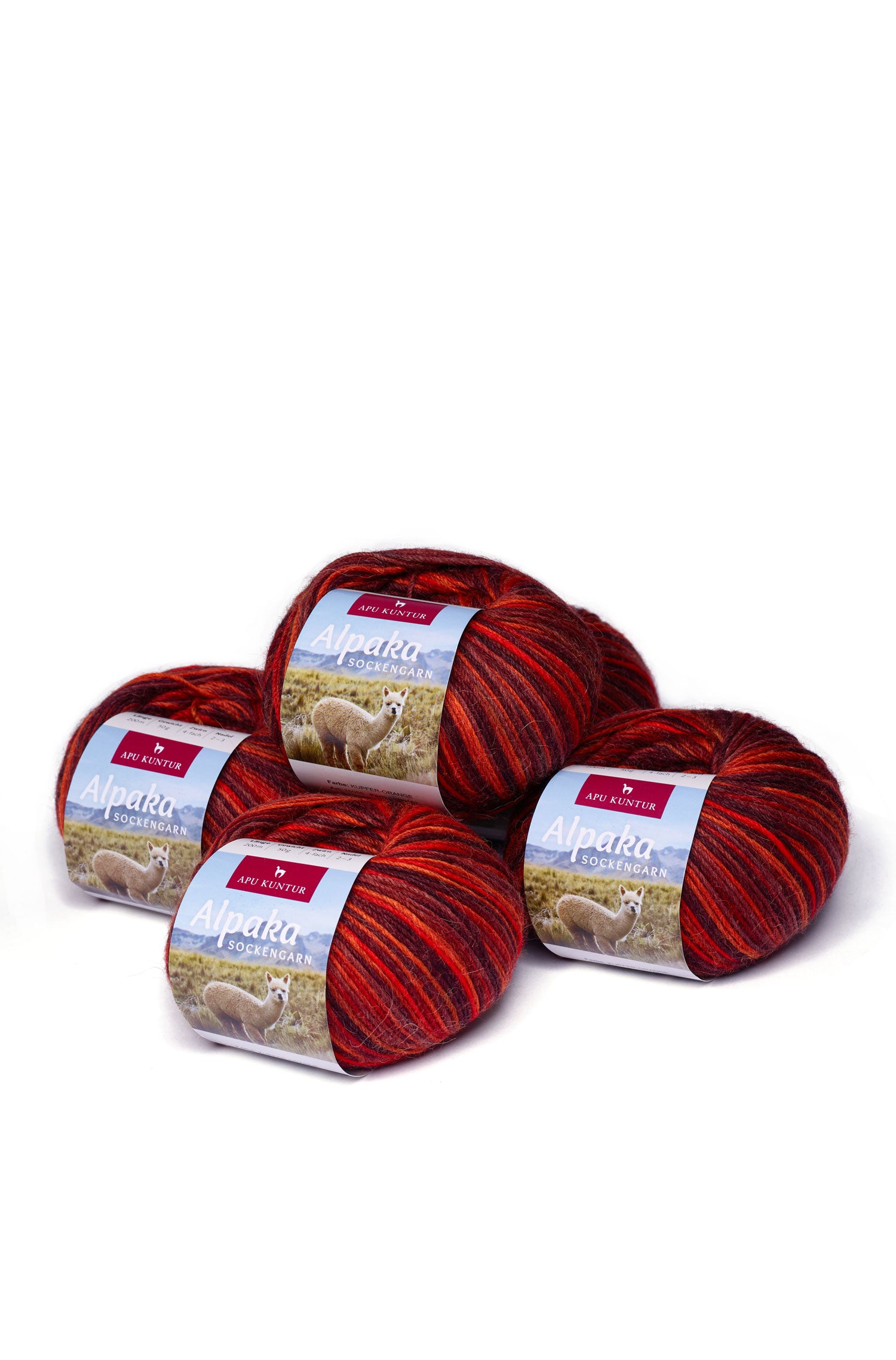 Alpaka Sockengarn MULTICOLOR | 5×50g-kupfer/orange