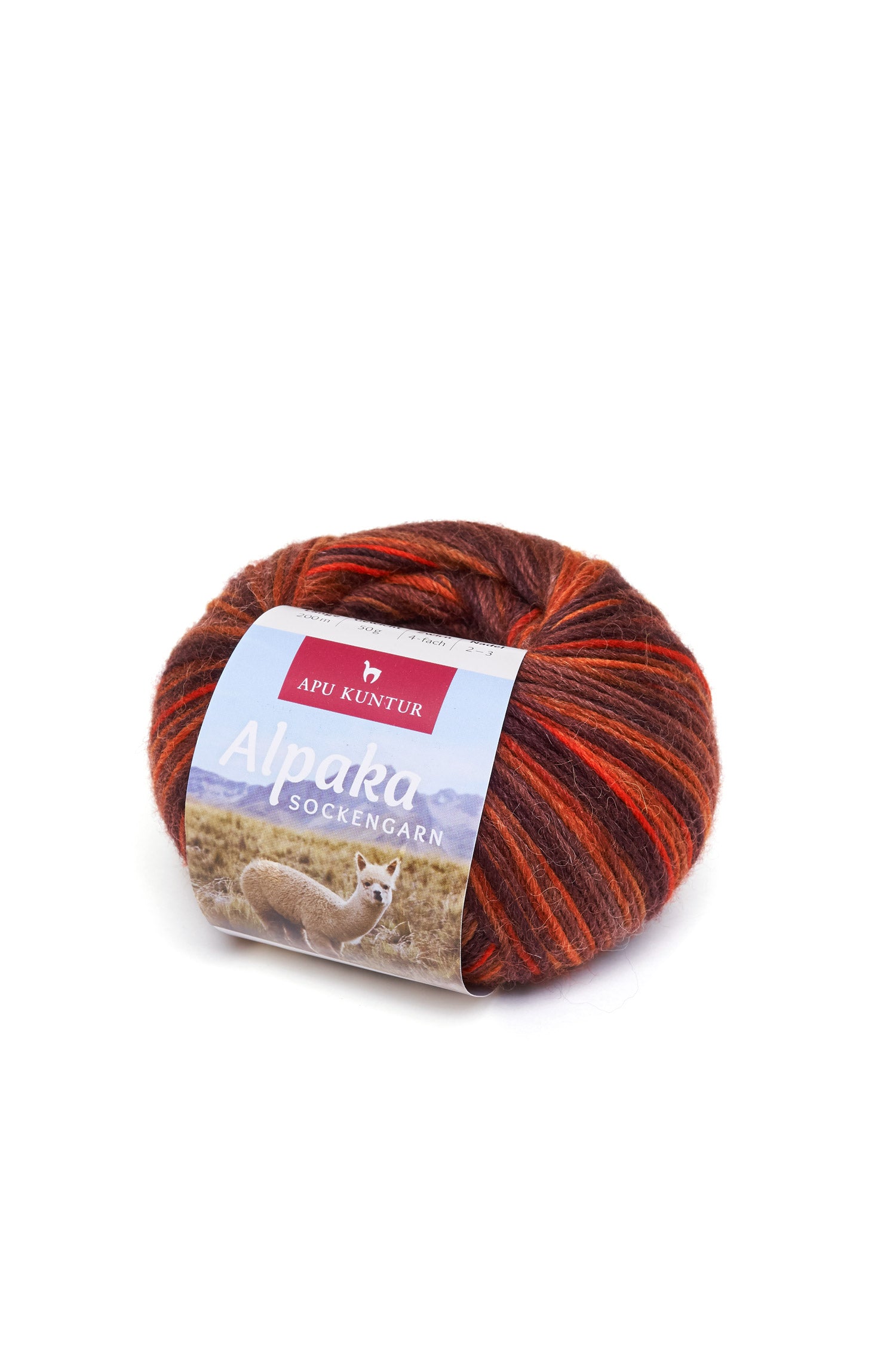 Alpaka Sockengarn MULTICOLOR | 5×50g-kupfer/orange