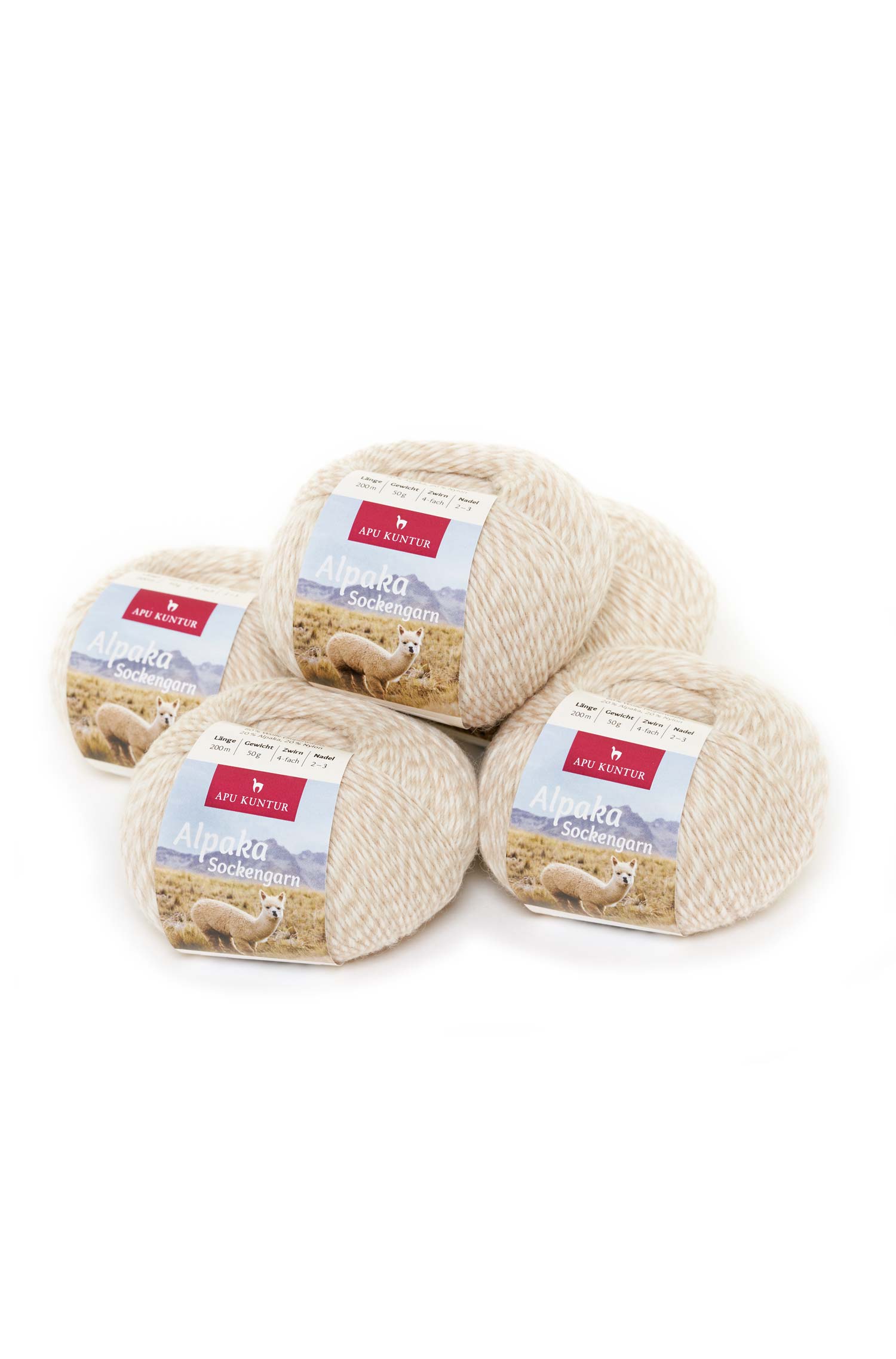 Alpaka Sockengarn MULTICOLOR | 5×50g-beige meliert