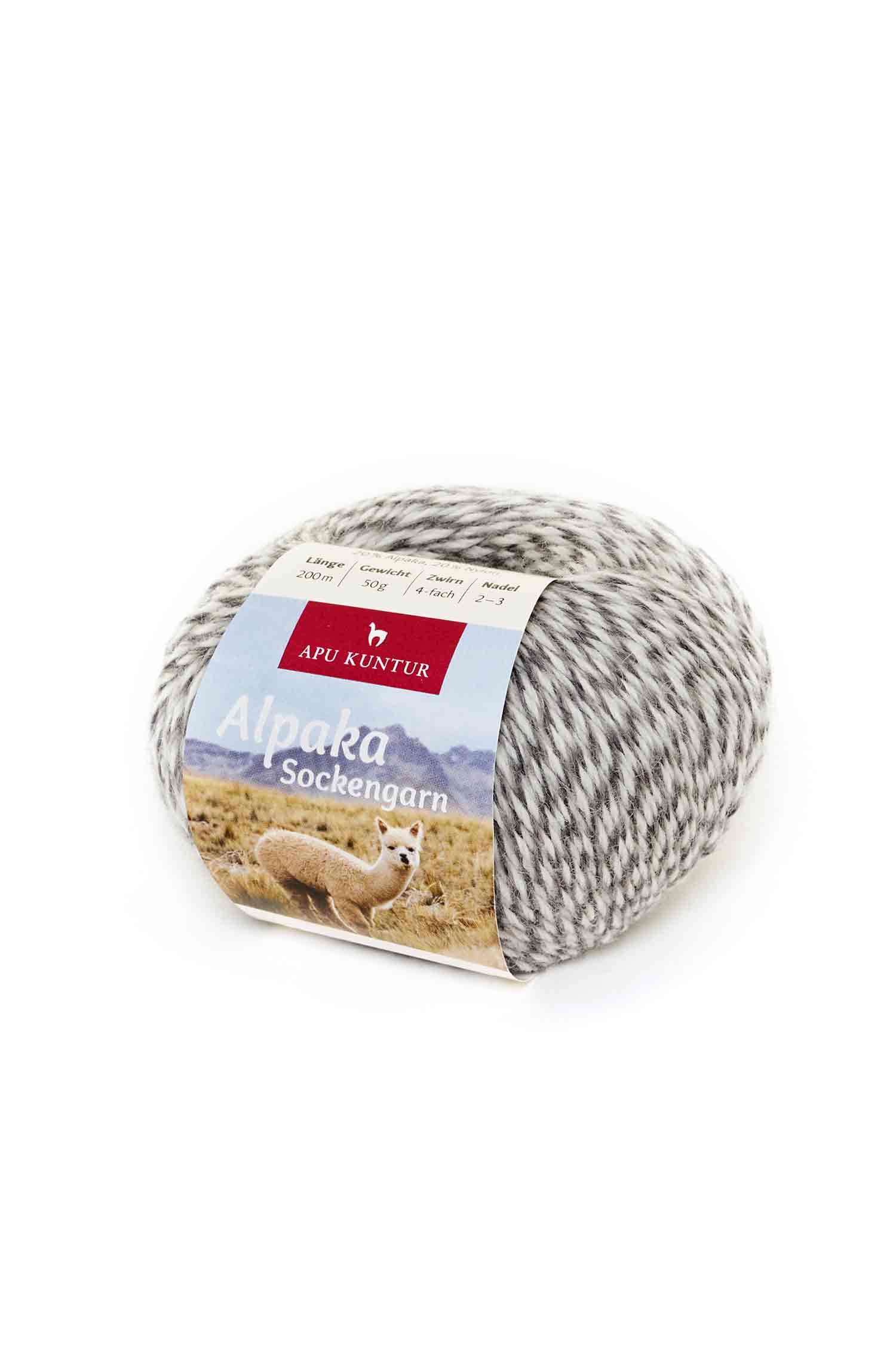 Alpaka Sockengarn MULTICOLOR | 5×50g-grau meliert