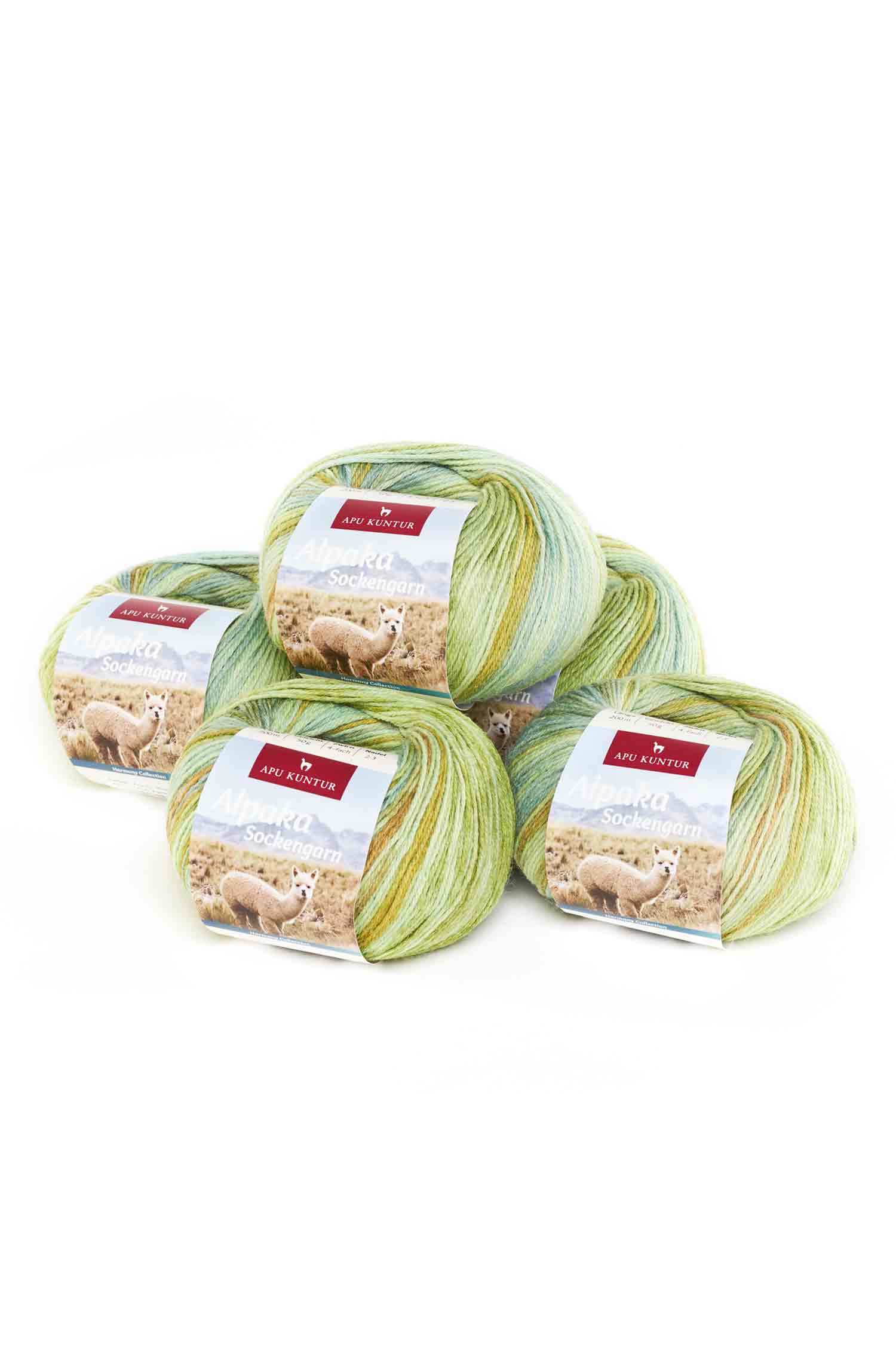 Alpaka Sockengarn HARMONY | 5×50g-grün/mint