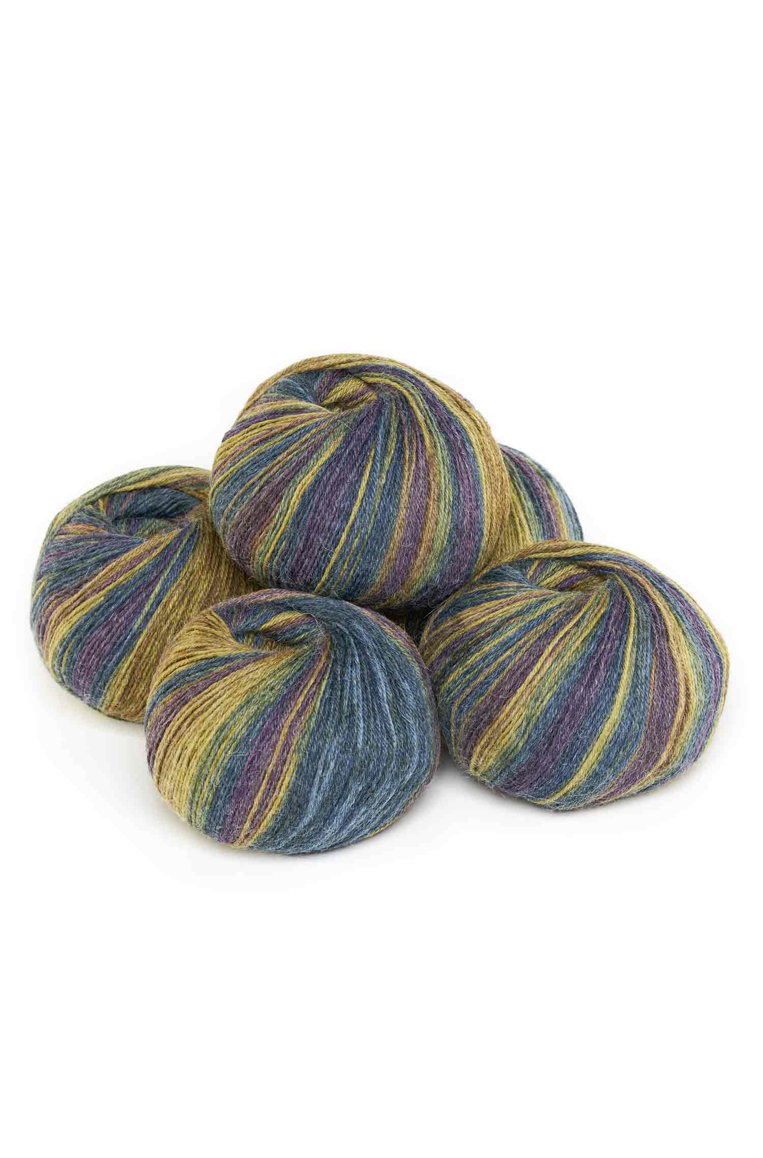 Alpaka Sockengarn HARMONY | 5×50g-olivgrün/blau