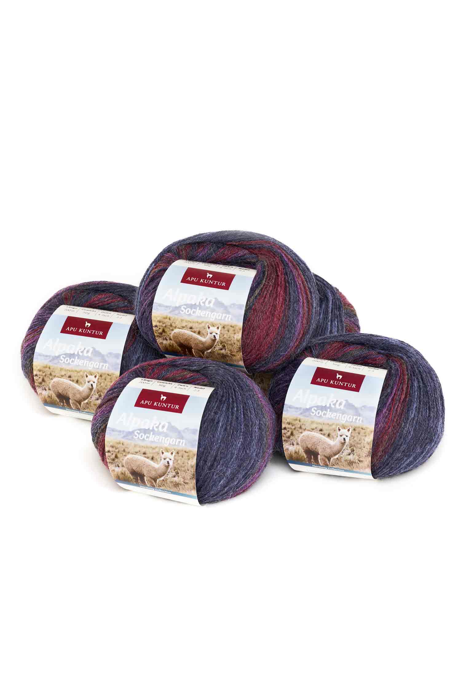 Alpaka Sockengarn HARMONY | 5×50g-pflaume/blau