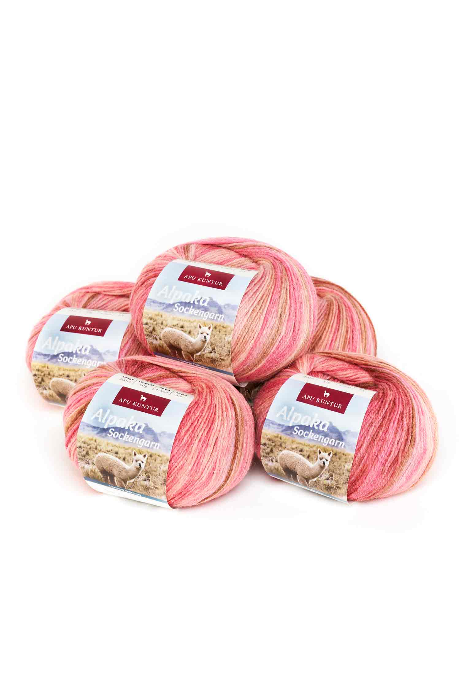 Alpaka Sockengarn HARMONY | 5×50g-rosa/koralle