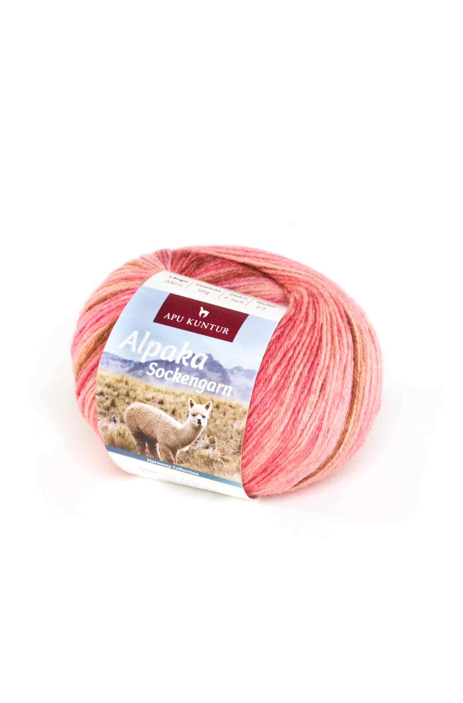 Alpaka Sockengarn HARMONY | 5×50g-rosa/koralle