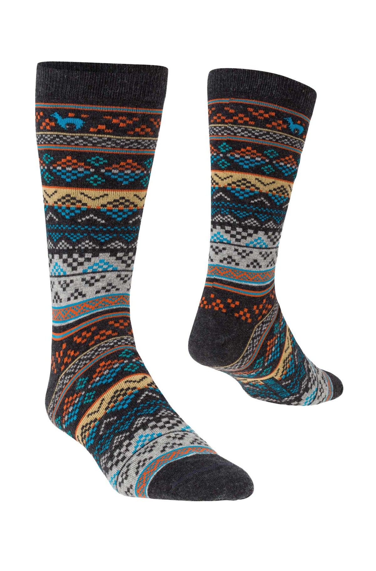 Alpaka Socken INKA-blau/apricot