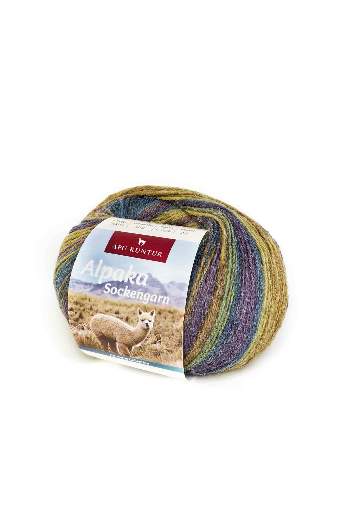 Alpaka Sockengarn HARMONY | 50g-olivgrün/blau