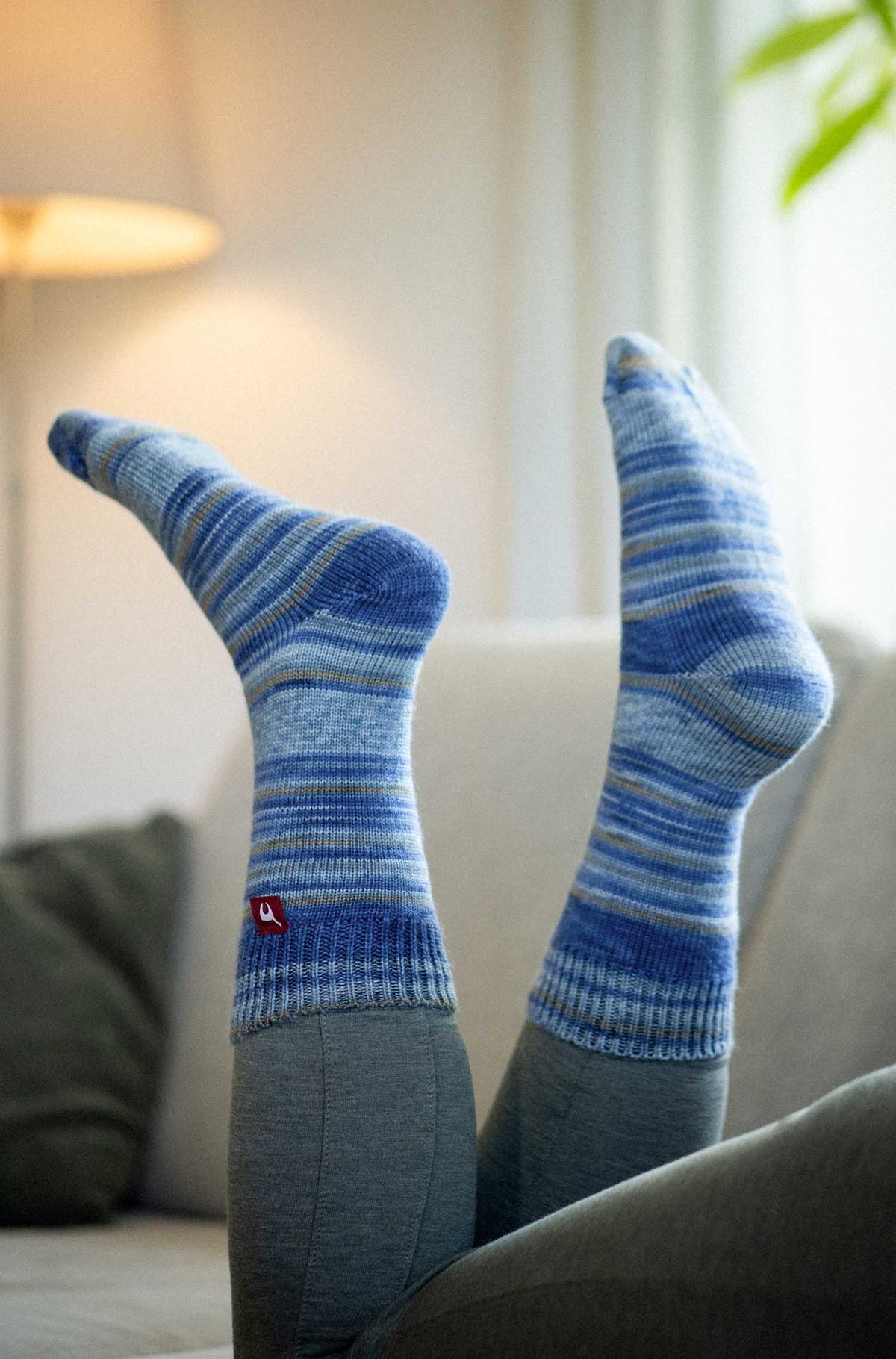 Alpaka Socken HARMONY-ocker/blau