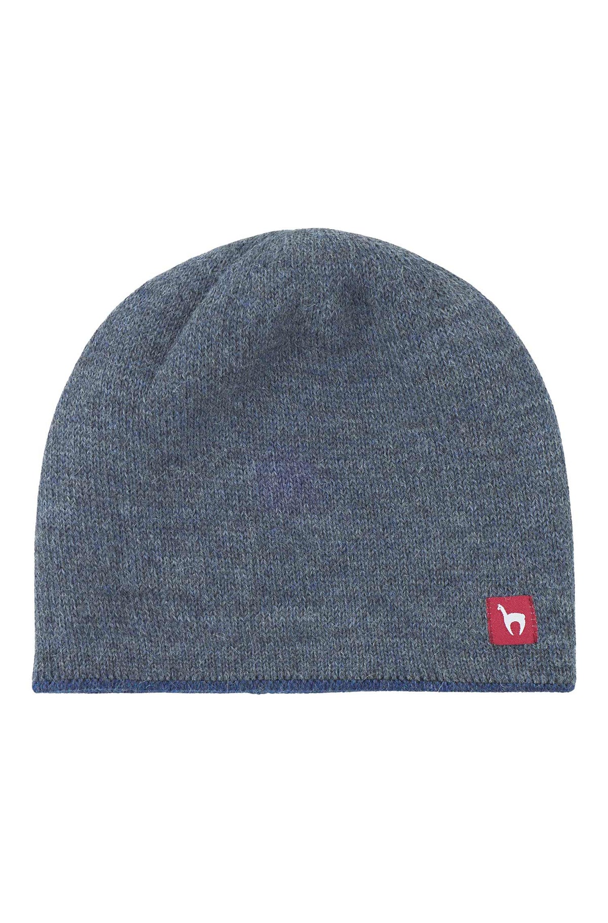 Alpaka Wendemütze UNI-jeansblau/grau