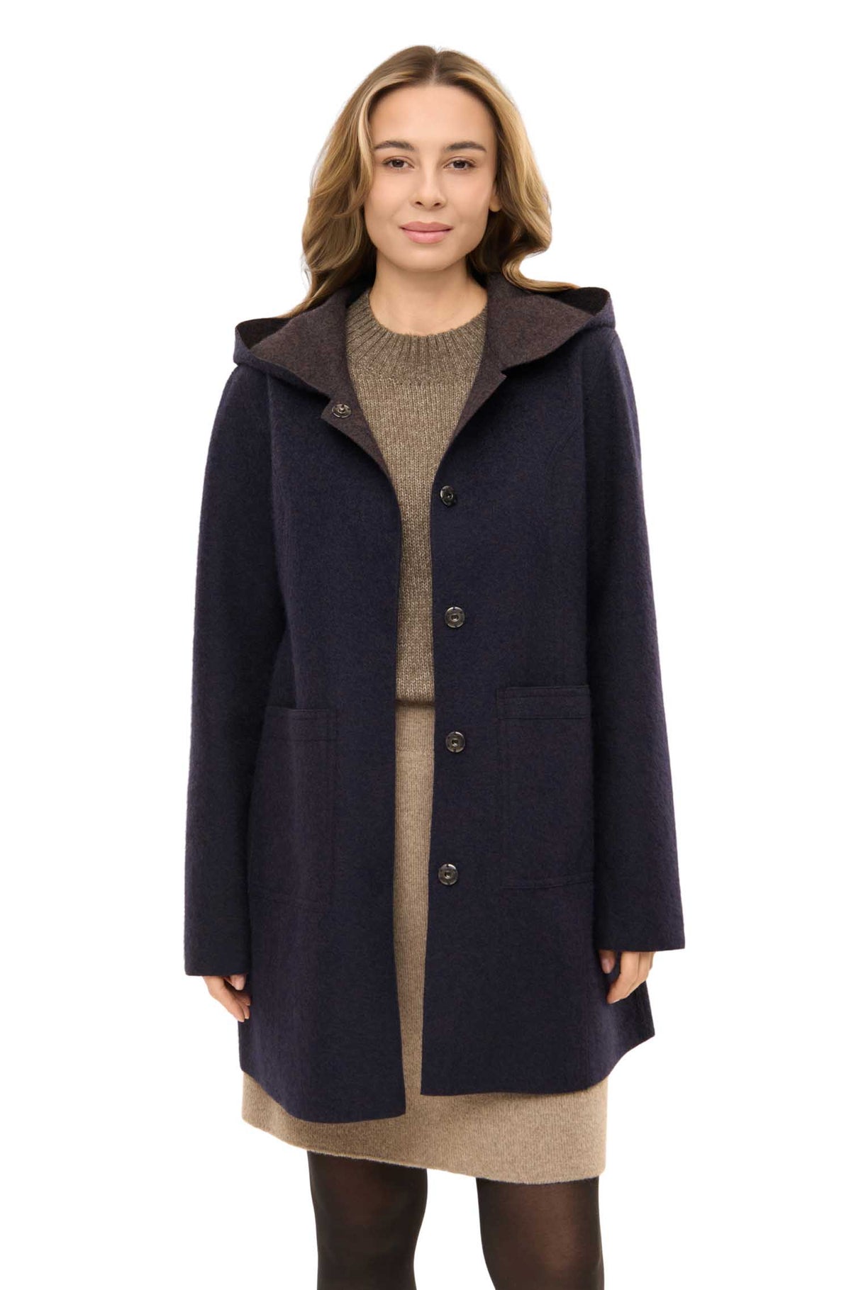 Alpaka Mantel COSTA-navy/mokka