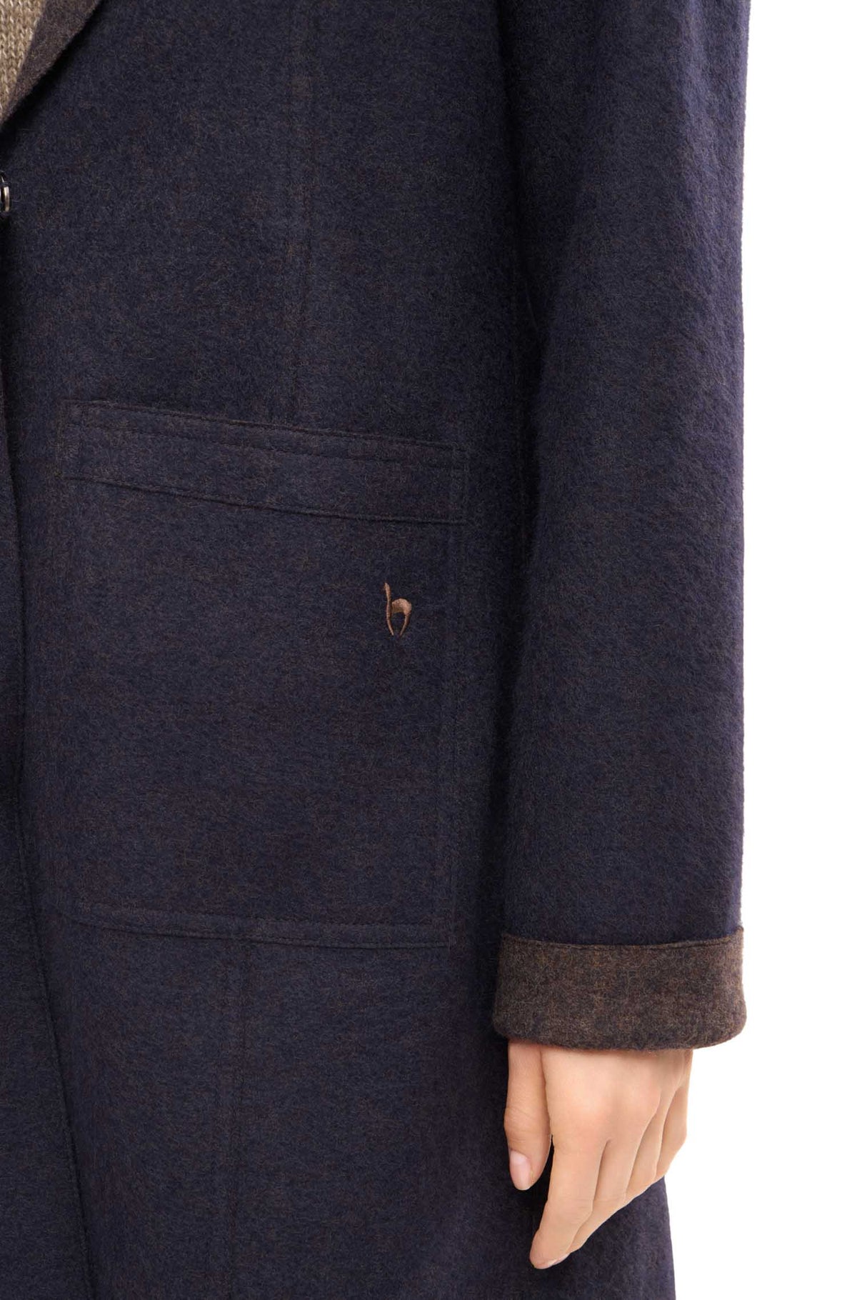 Alpaka Mantel COSTA-navy/mokka
