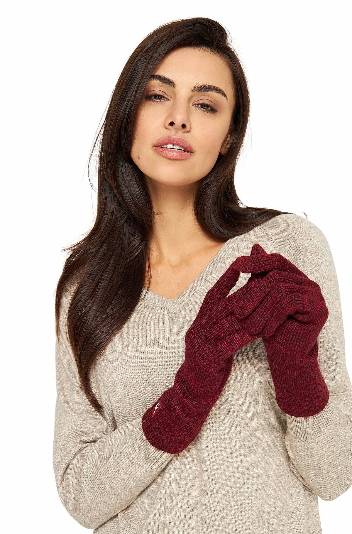 Alpaka Handschuhe TOUCH-rot/schwarz meliert
