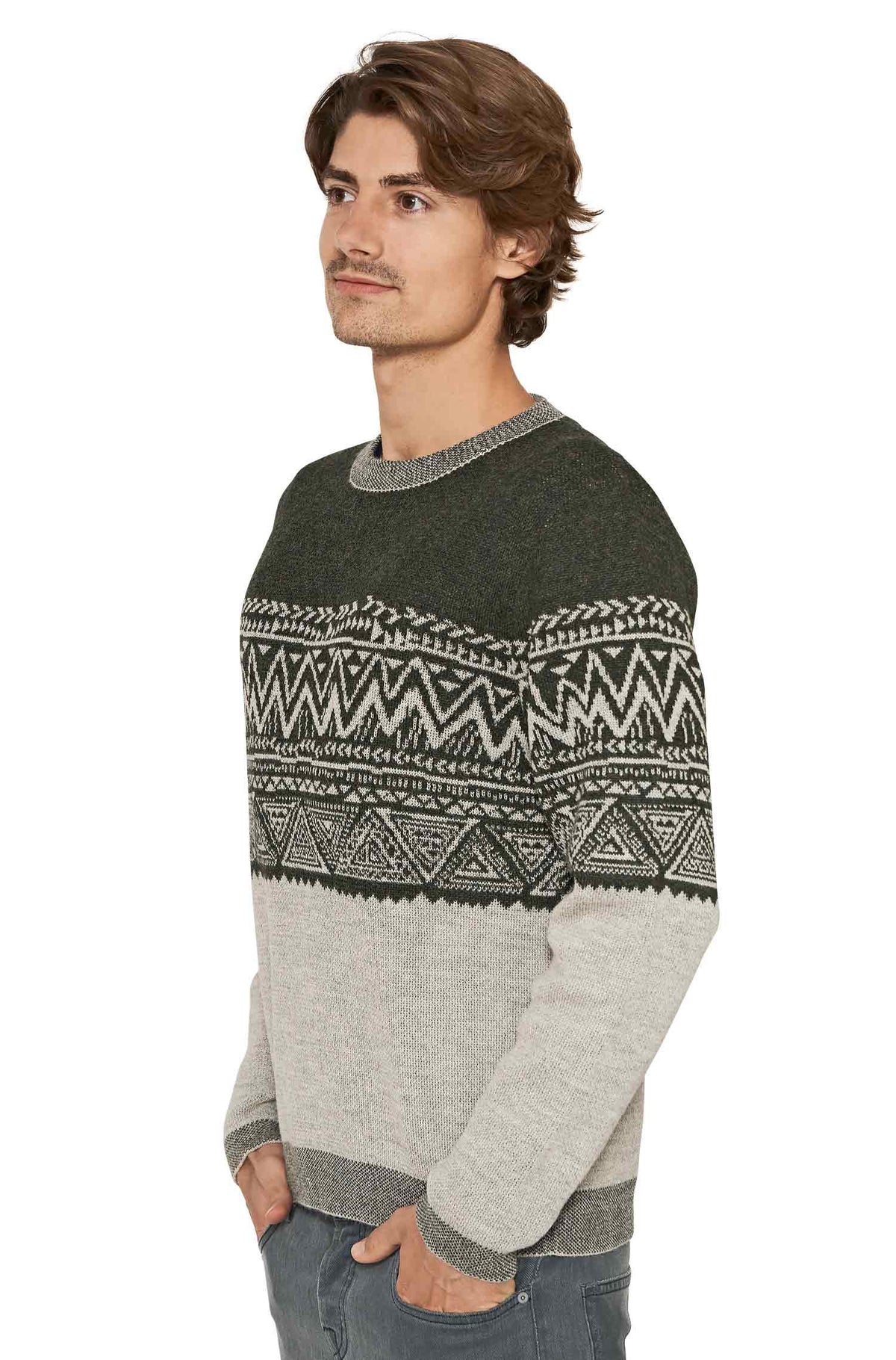 Alpaka Pullover GIORGIO-tannengrün/silber