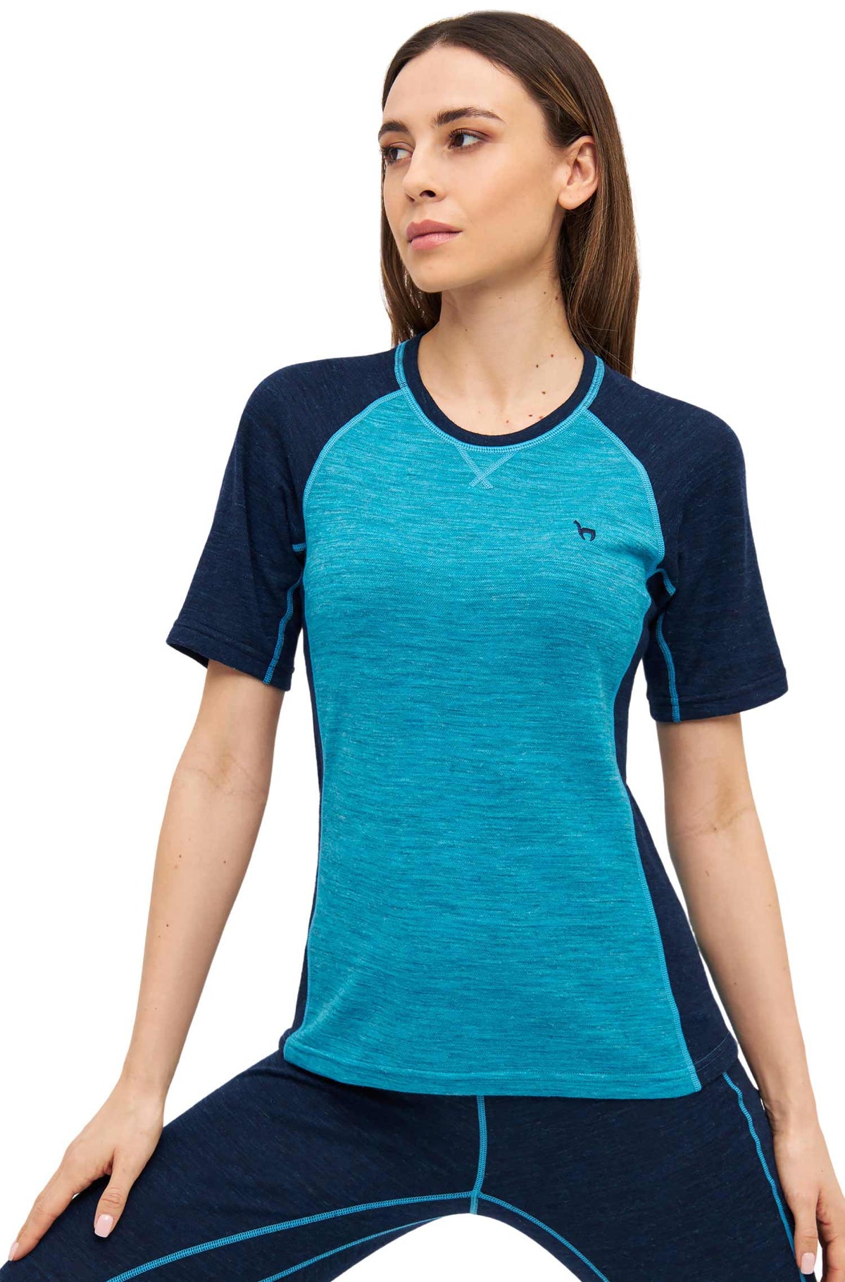Alpaka Shirt THERMO-navy/türkis