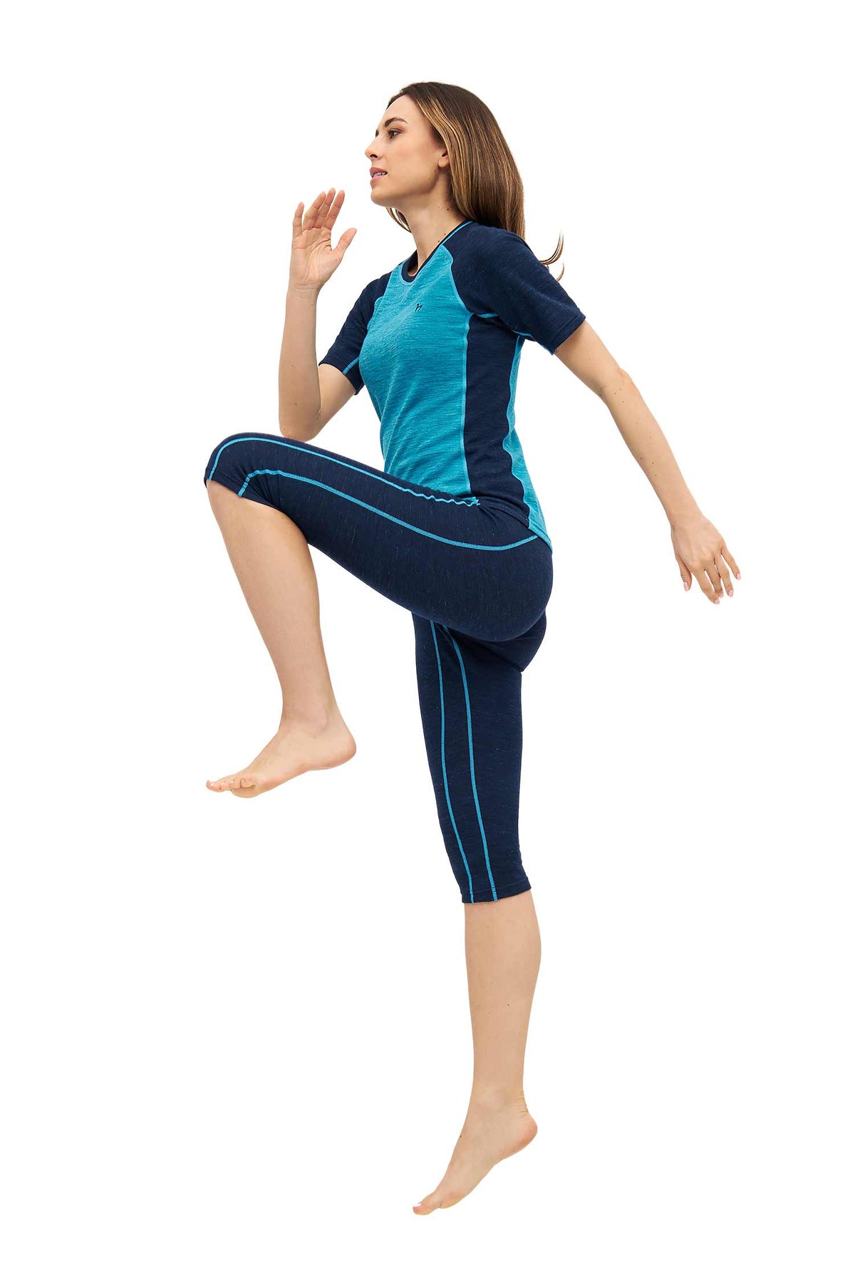 Alpaka 3/4-Leggings THERMO-navy/türkis