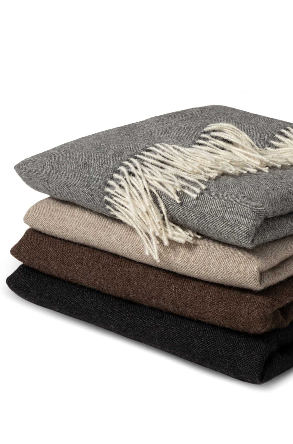 Alpaka Decke FISCHGRAT-beige/weiss