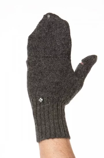 Black Winter Luxury Hand Warmers for Men Surhilo Rasac Alpaca Knit Convertible Gloves Mittens 