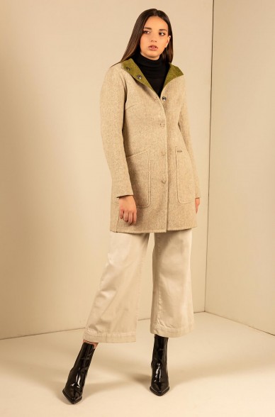 Mantel UNO wendbar mit Kapuze aus Baby Alpaka und Wolle
