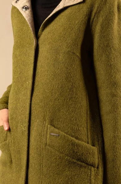 Mantel UNO wendbar mit Kapuze aus Baby Alpaka und Wolle