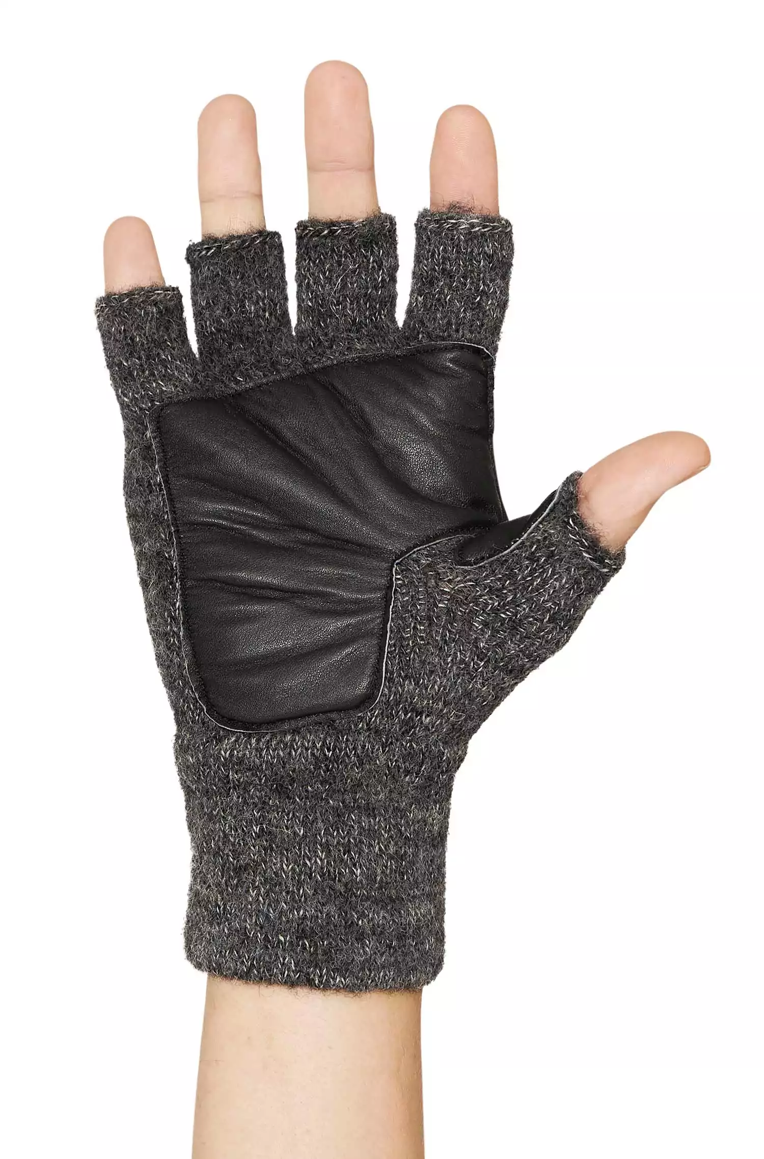Ladies Fingerless Leather Gel Padded Palm Gloves - Hugger Gloves