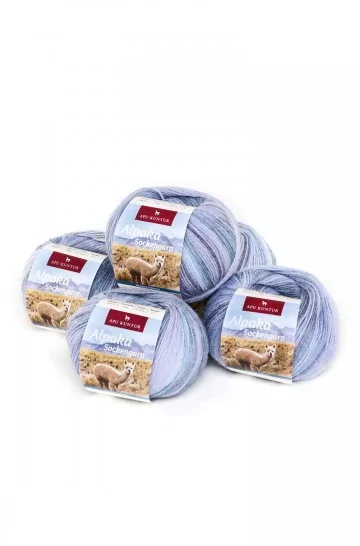 Alpaka Wolle SOCKENGARN | 50g | 5er Pack | 50% Wolle (Superwash)