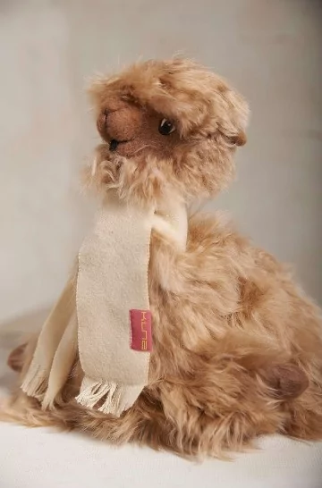 Stuffed fur alpaca animal LAYKA with scarf