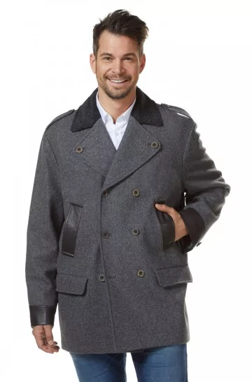 Manteau de costume folklorique COLANI hommes alpaga laine cuir doublé
