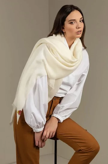 Stole shawl basic AMARETO baby alpaca 200 x 70cm KUNA Essentials Aurora