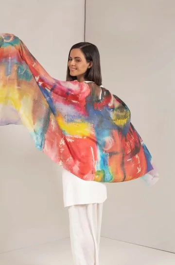 Woven scarf TEXAO alpaca silk stola ladies KUNA EXPRESSIONS