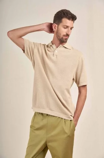 Polo shirt VICTOR in cotton & linen